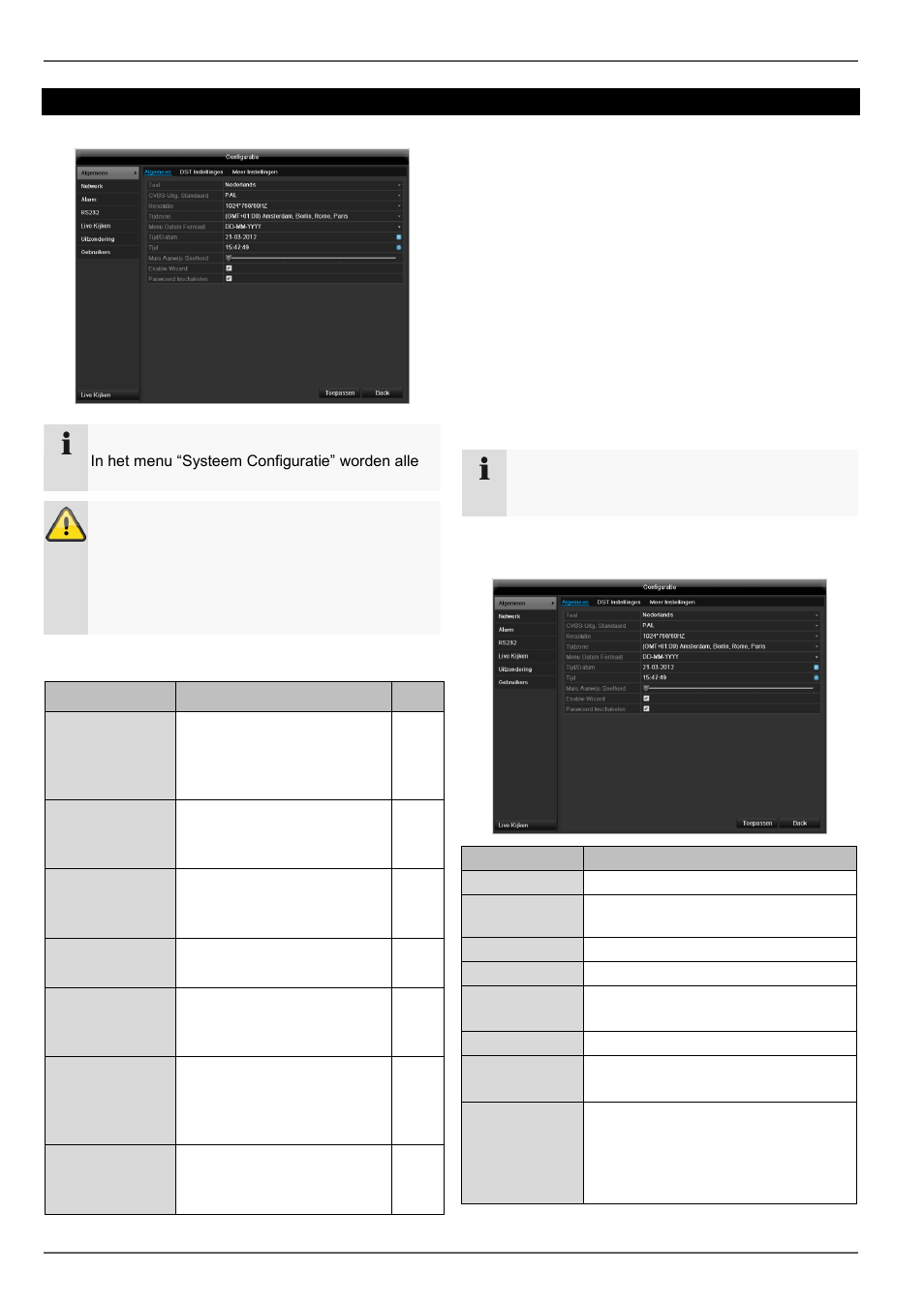 System configuratie, Algemeen, Hoofd menu | Overzicht | ABUS TVVR45030 Operating instructions User Manual | Page 200 / 508