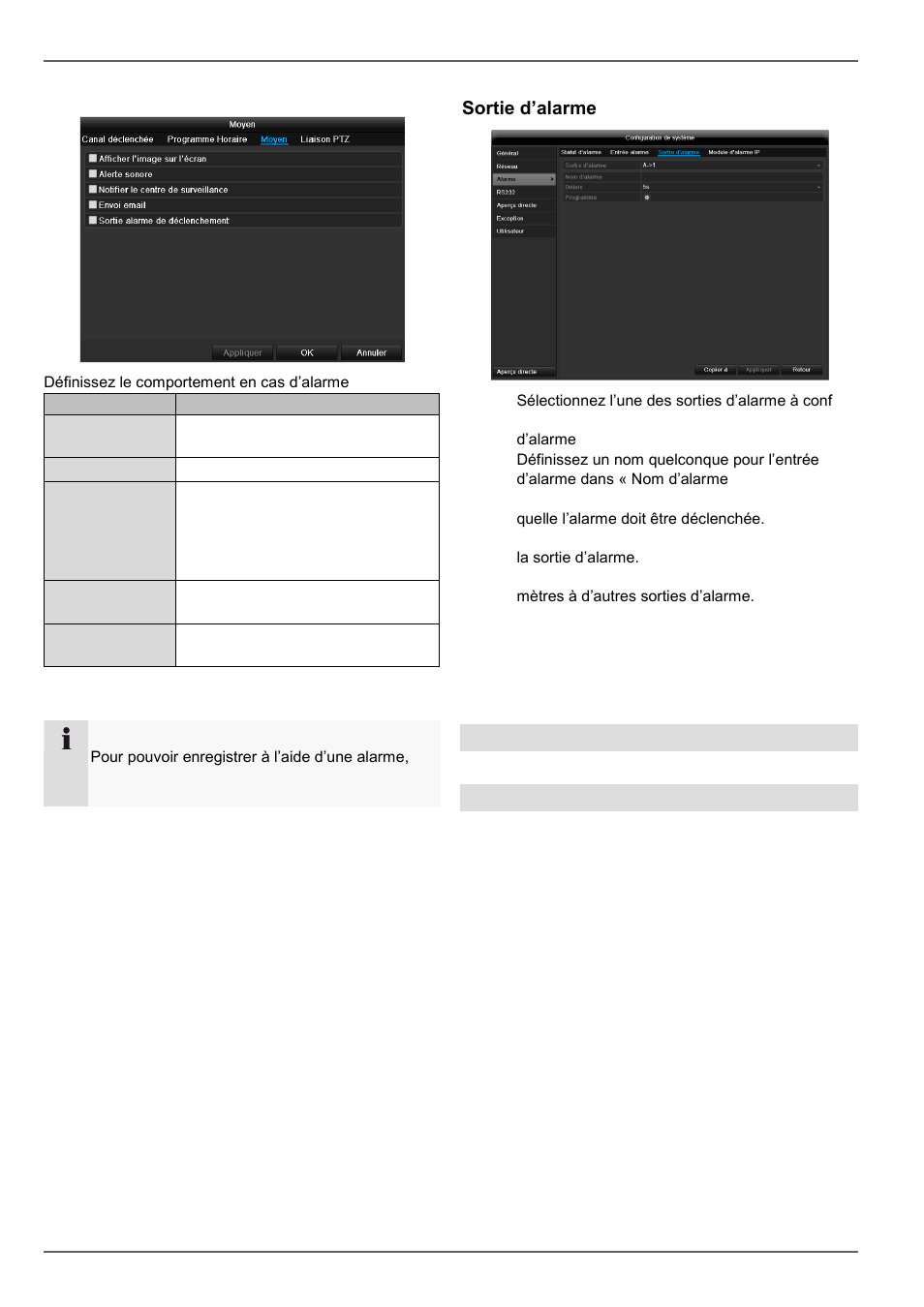 Configuration de système, Sortie d’alarme, Rs-232 | Aperçu directe | ABUS TVVR45030 Operating instructions User Manual | Page 282 / 508