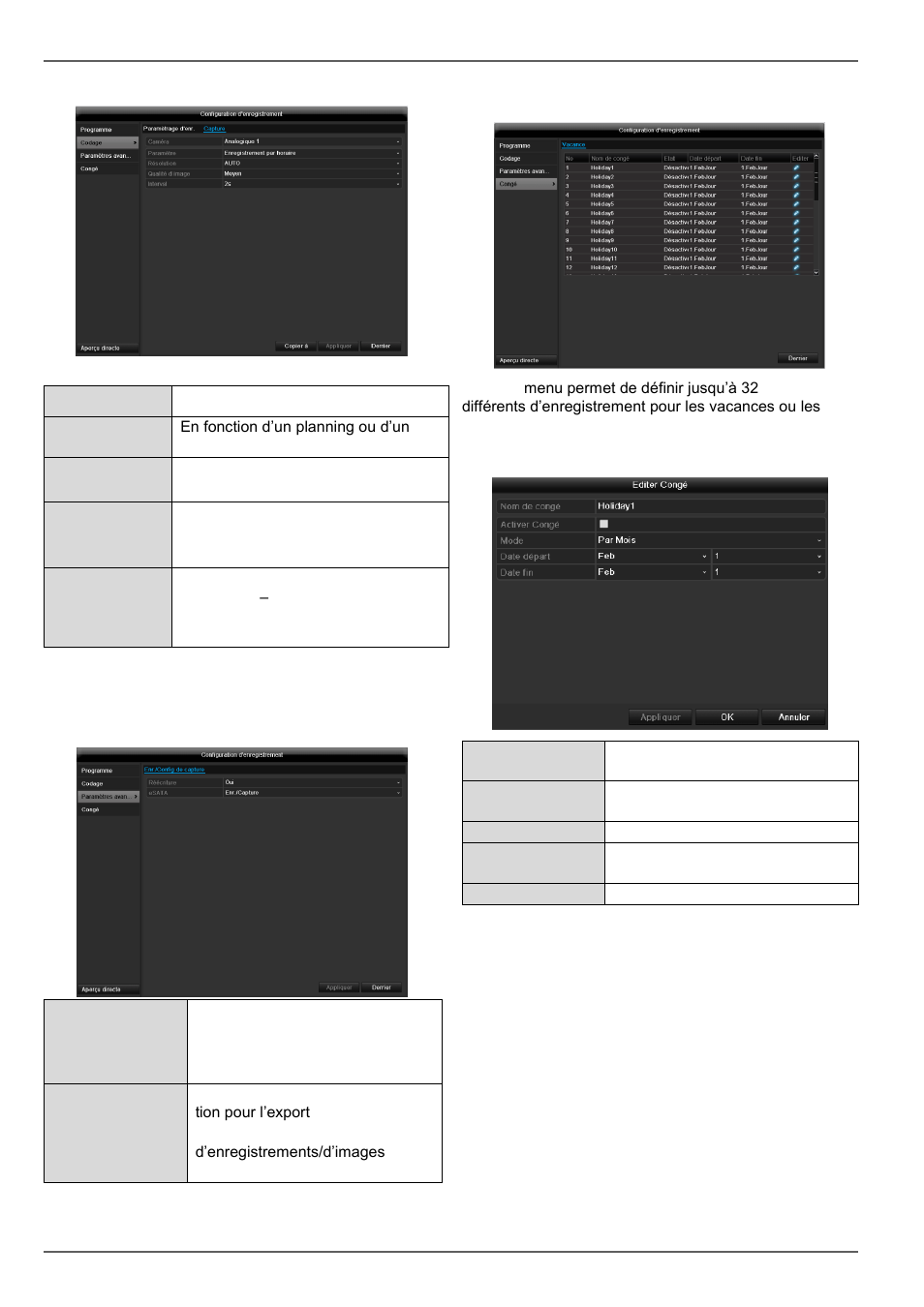 Vacances, Configuration d´enregistrement | ABUS TVVR45030 Operating instructions User Manual | Page 290 / 508