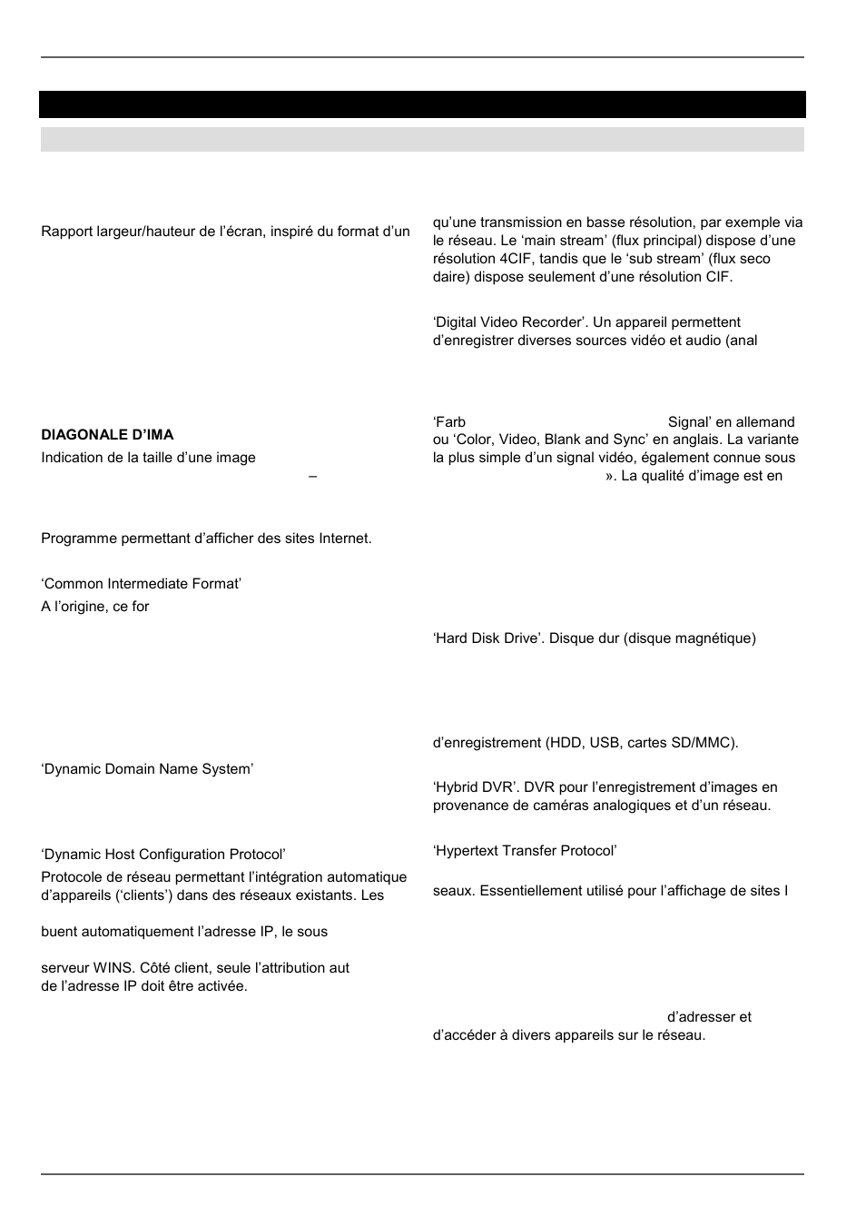 Glossaire, Termes techniques utilisés | ABUS TVVR45030 Operating instructions User Manual | Page 308 / 508