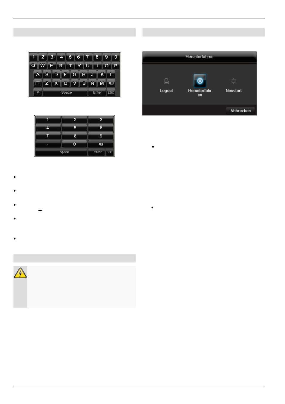 Einführung, Bildschirmtastatur, Gerät starten | Gerät ausschalten, sperren, neu starten | ABUS TVVR45030 Operating instructions User Manual | Page 31 / 508