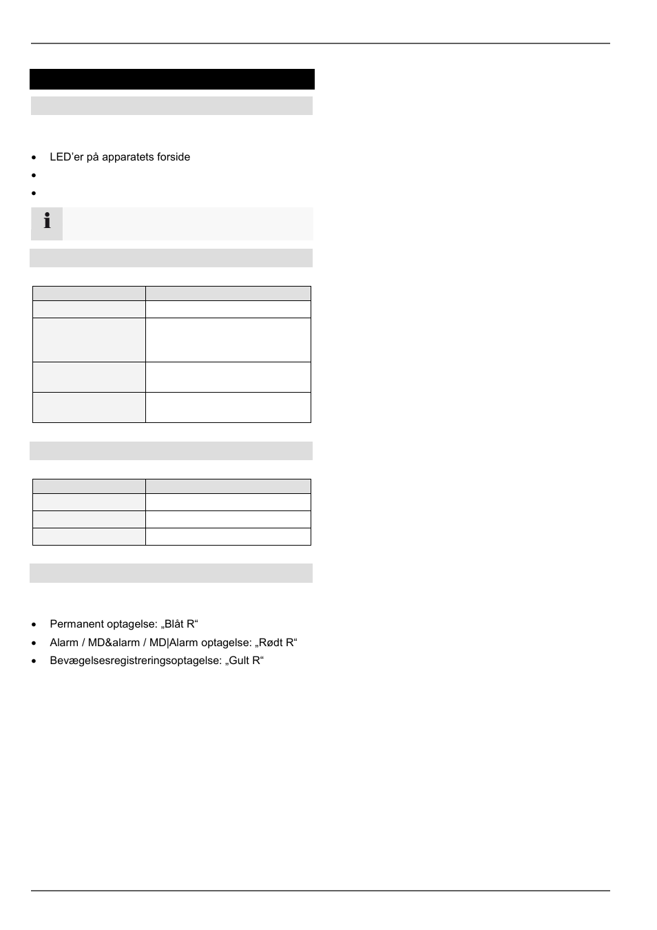 Statusvisninger, Generelt, Dvr status-led | Taster til valg af kamera status-led, Visninger på monitoren | ABUS TVVR45030 Operating instructions User Manual | Page 328 / 508