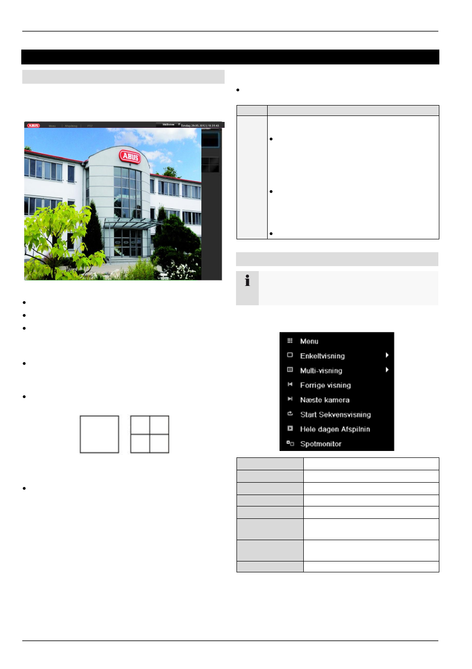 Statussymboler, Live-visning, Overblik | Popup-menu ved musebetjening | ABUS TVVR45030 Operating instructions User Manual | Page 332 / 508