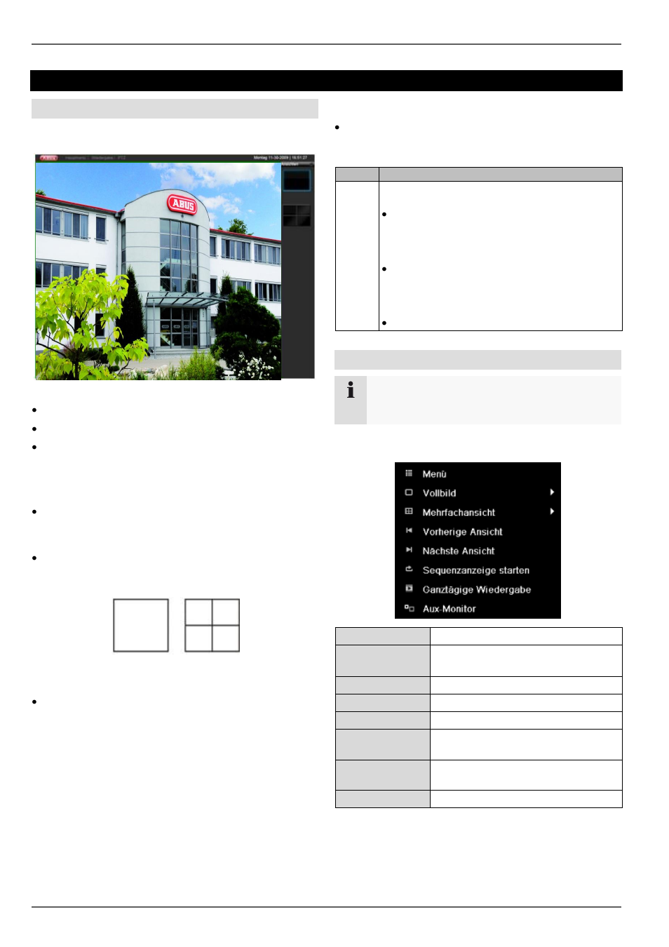 Statussymbole, Liveansicht, Überblick | Popup-menü bei mausbedienung | ABUS TVVR45030 Operating instructions User Manual | Page 36 / 508