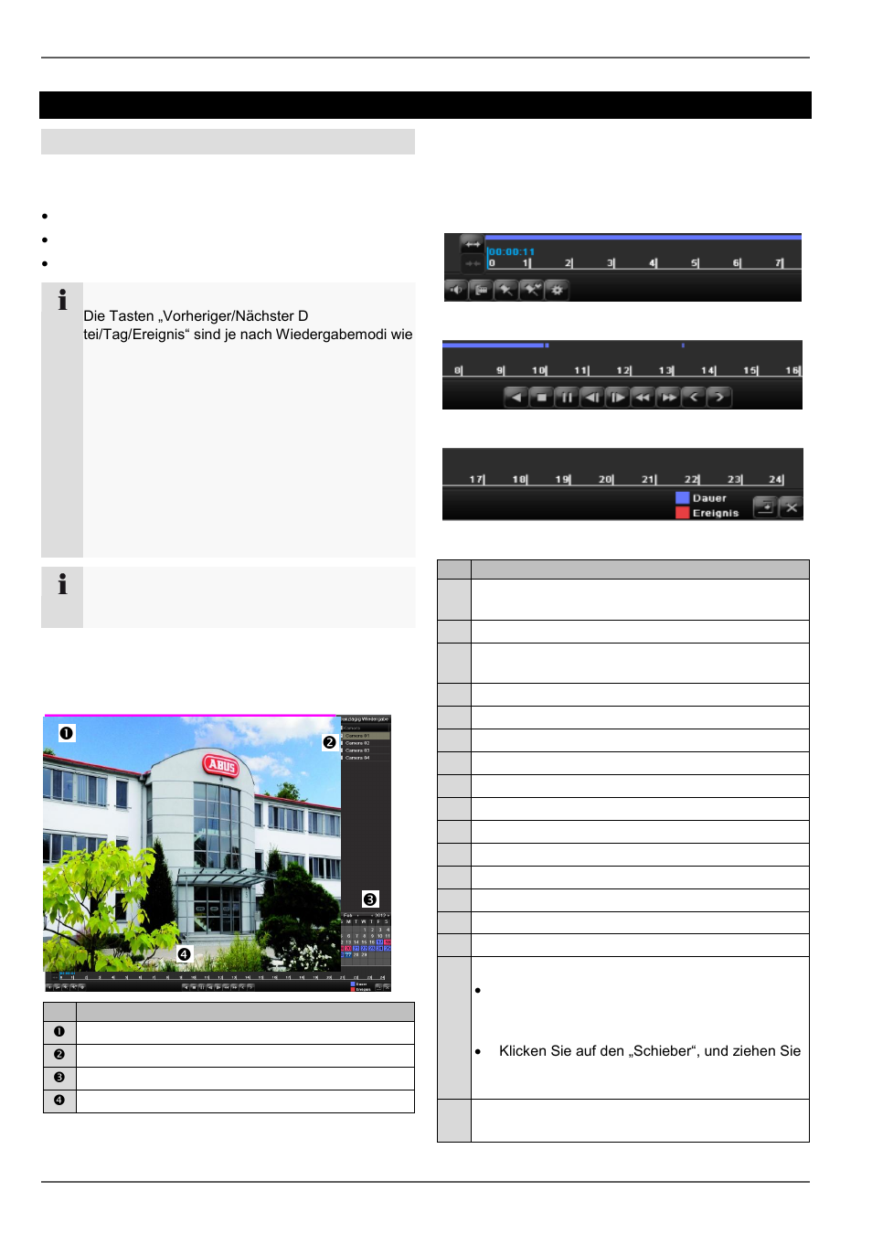 Der wiedergabe-bildschirm, Steuerung über kontrollfeld, Wiedergabe in der liveansicht | Allgemeines | ABUS TVVR45030 Operating instructions User Manual | Page 39 / 508