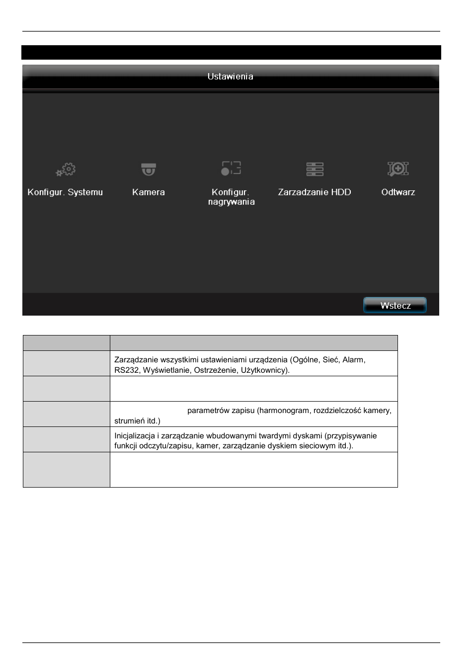 Ustawienia, Opis menu | ABUS TVVR45030 Operating instructions User Manual | Page 402 / 508
