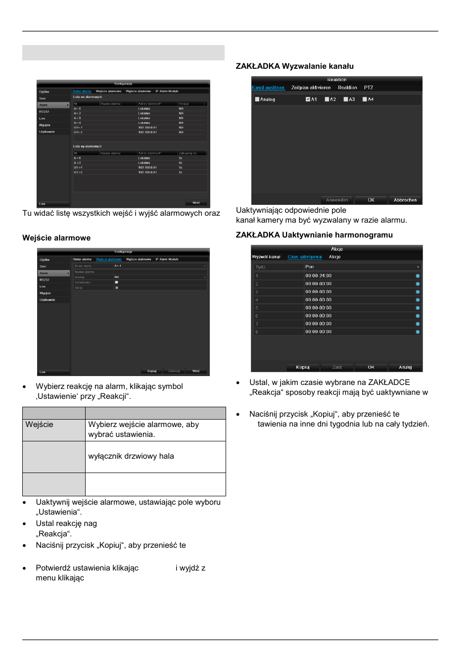 Konfiguracja, Alarm, Reakcja | ABUS TVVR45030 Operating instructions User Manual | Page 409 / 508