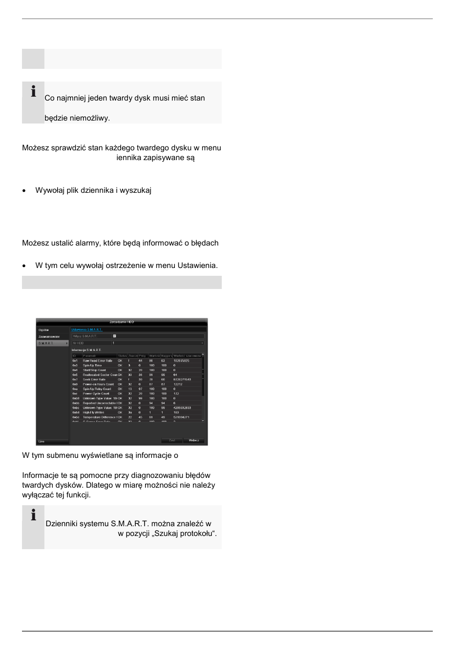 Sprawdzanie stanu twardego dysku, Konfigurowanie alarmów twardego dysku, S.m.a.r.t | ABUS TVVR45030 Operating instructions User Manual | Page 421 / 508