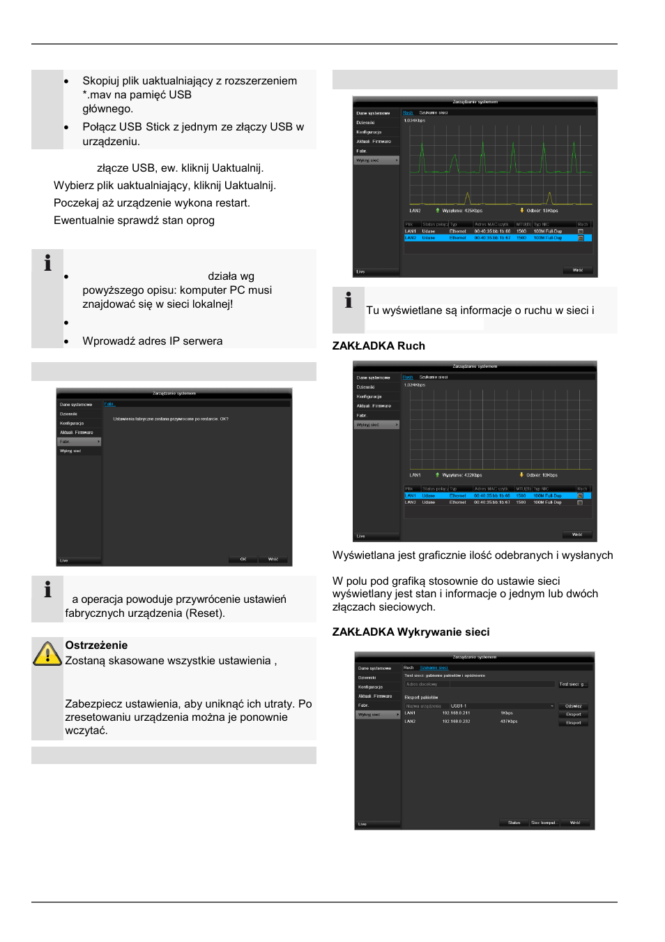 Konserwacja, Resetowanie systemu, Net detect | ABUS TVVR45030 Operating instructions User Manual | Page 426 / 508