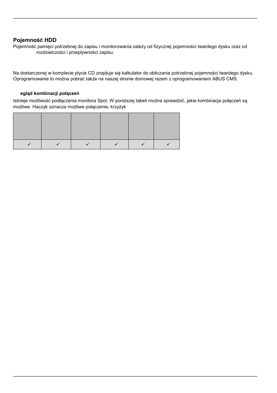 Dane techniczne, Pojemność hdd | ABUS TVVR45030 Operating instructions User Manual | Page 434 / 508