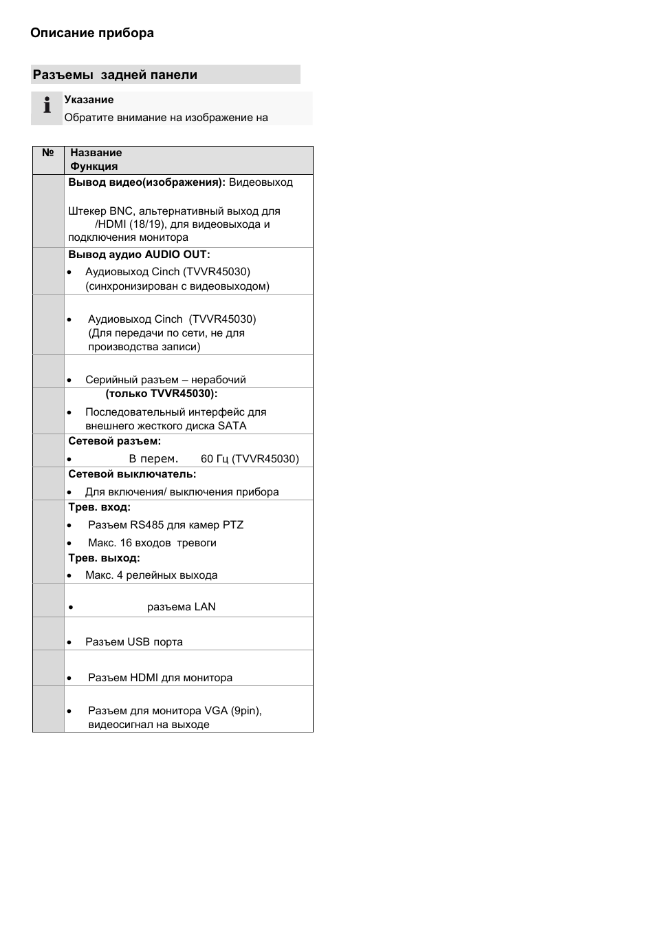 Описание прибора, Разъемы задней панели | ABUS TVVR45030 Operating instructions User Manual | Page 444 / 508