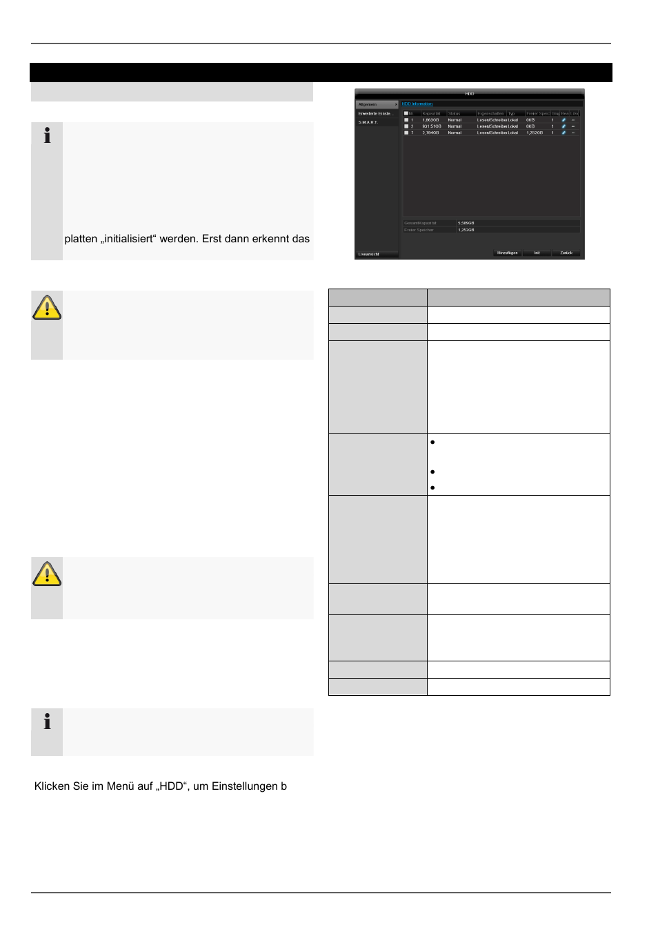 Festplatte einbauen, Parameter der festplattenverwaltung, Festplatten | ABUS TVVR45030 Operating instructions User Manual | Page 59 / 508