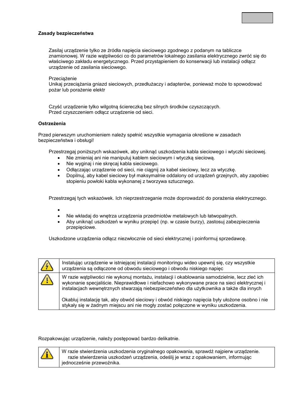 Polski, Rozpakowanie | ABUS TVIP82x00 Operating instructions User Manual | Page 340 / 402