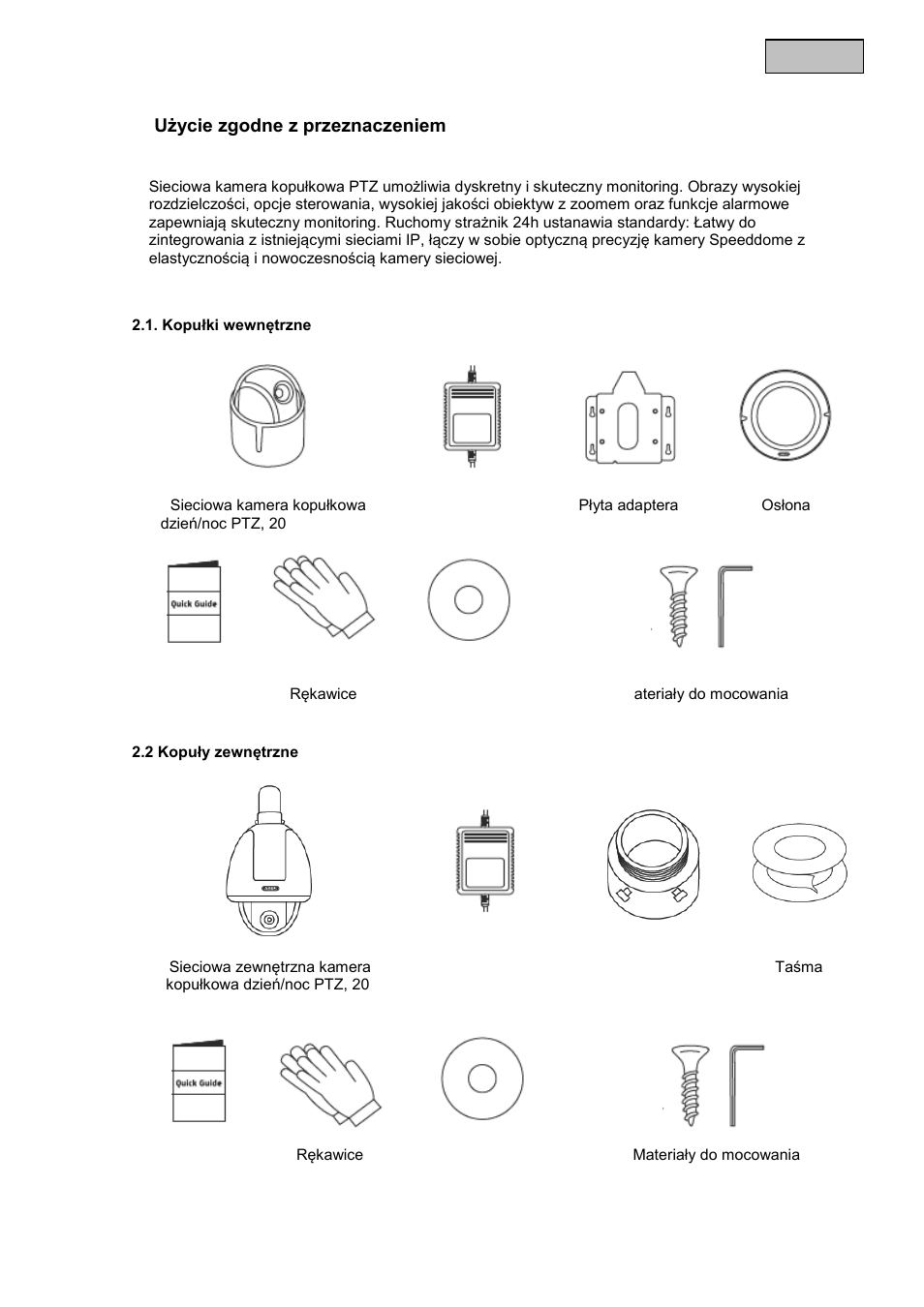 Polski 1. użycie zgodne z przeznaczeniem, Zakres dostawy | ABUS TVIP82x00 Operating instructions User Manual | Page 343 / 402