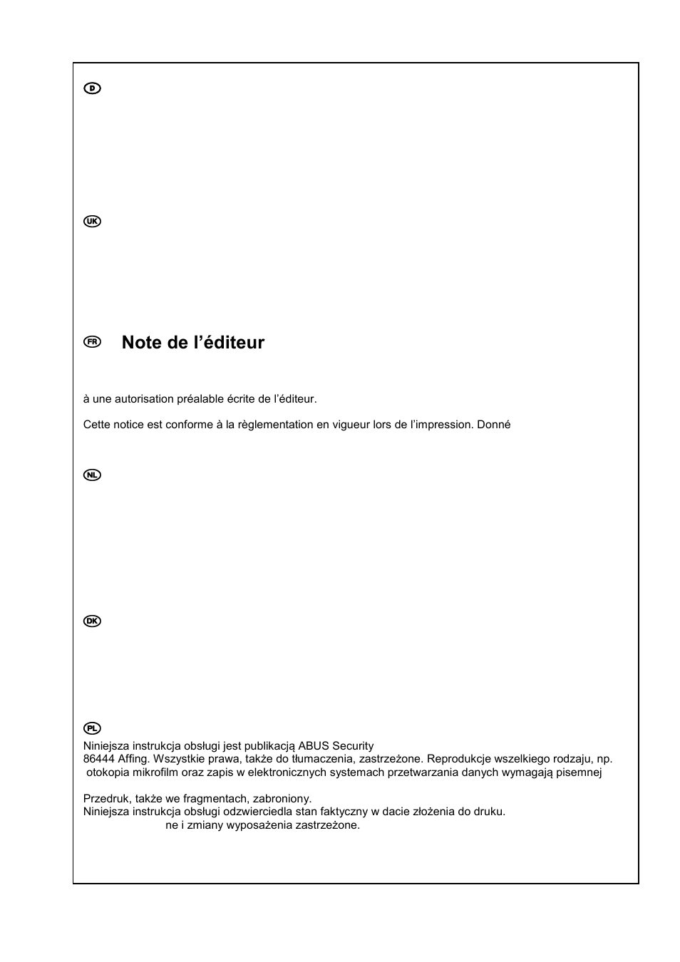 D impressum, Imprint, Impressum | Nota redakcyjna | ABUS TVIP82x00 Operating instructions User Manual | Page 402 / 402
