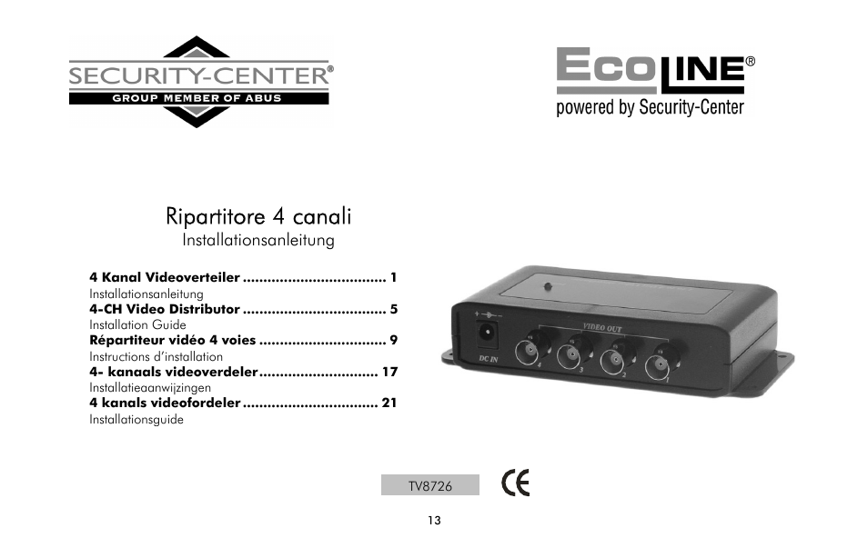 Ripartitore 4 canali | ABUS TV8726 User Manual | Page 13 / 24