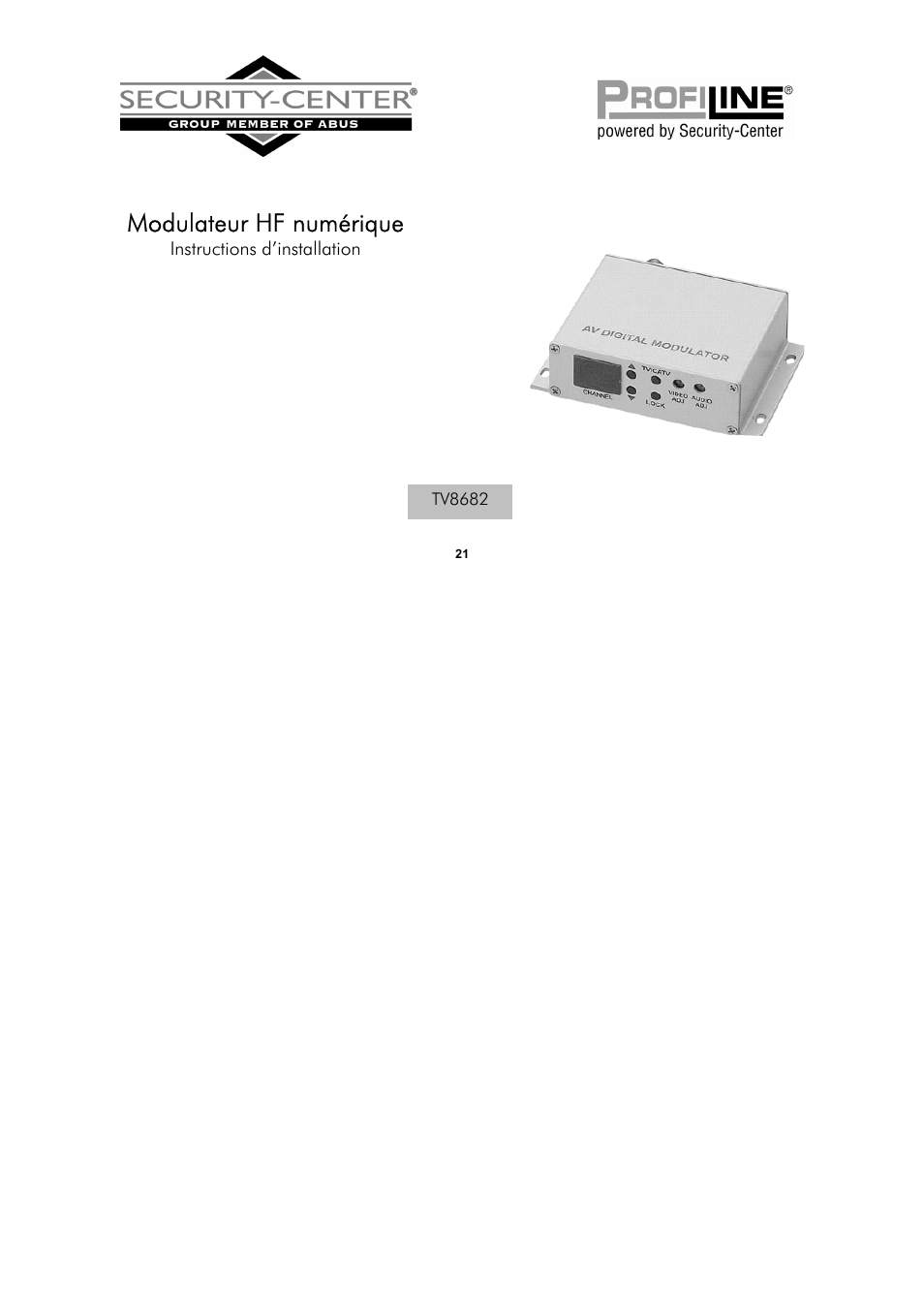 Modulateur hf numérique | ABUS TV8682 User Manual | Page 21 / 60