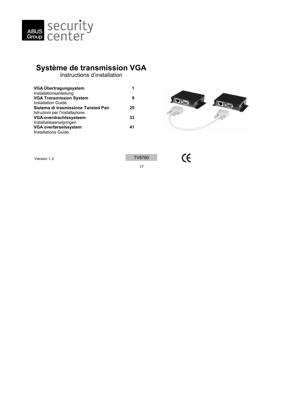 Système de transmission vga | ABUS TV8760 User Manual | Page 17 / 48