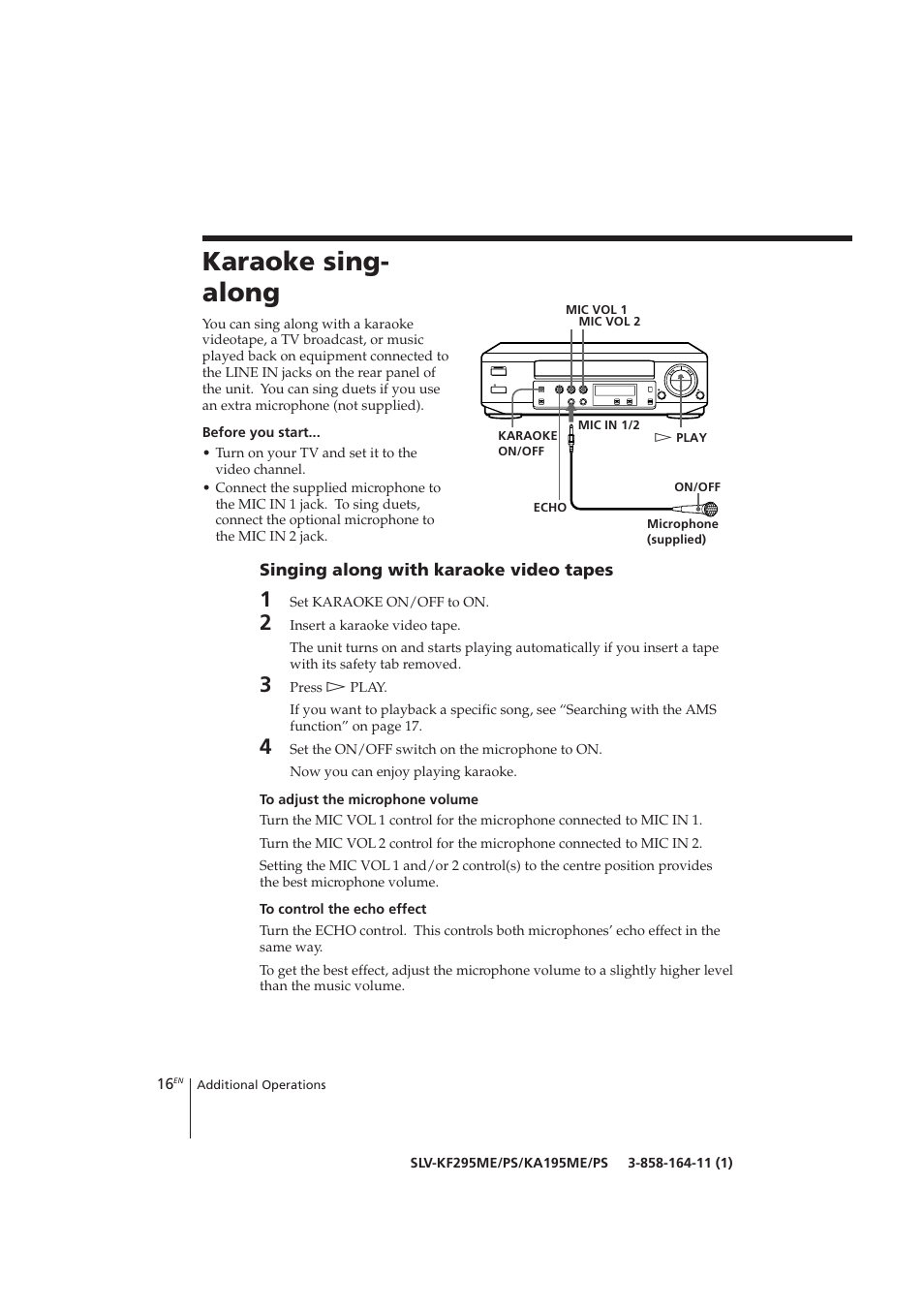 Karaoke sing- along | Sony SLV-KF295ME User Manual | Page 16 / 28