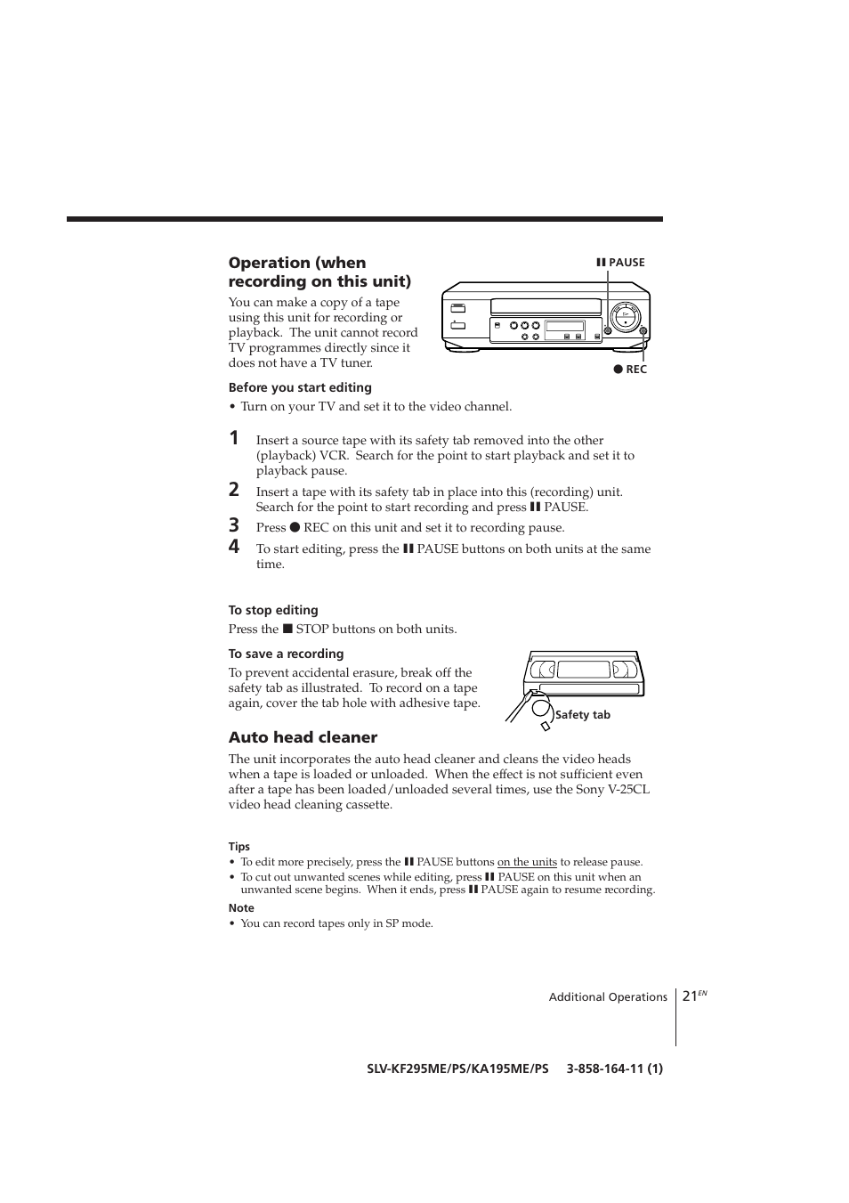Sony SLV-KF295ME User Manual | Page 21 / 28