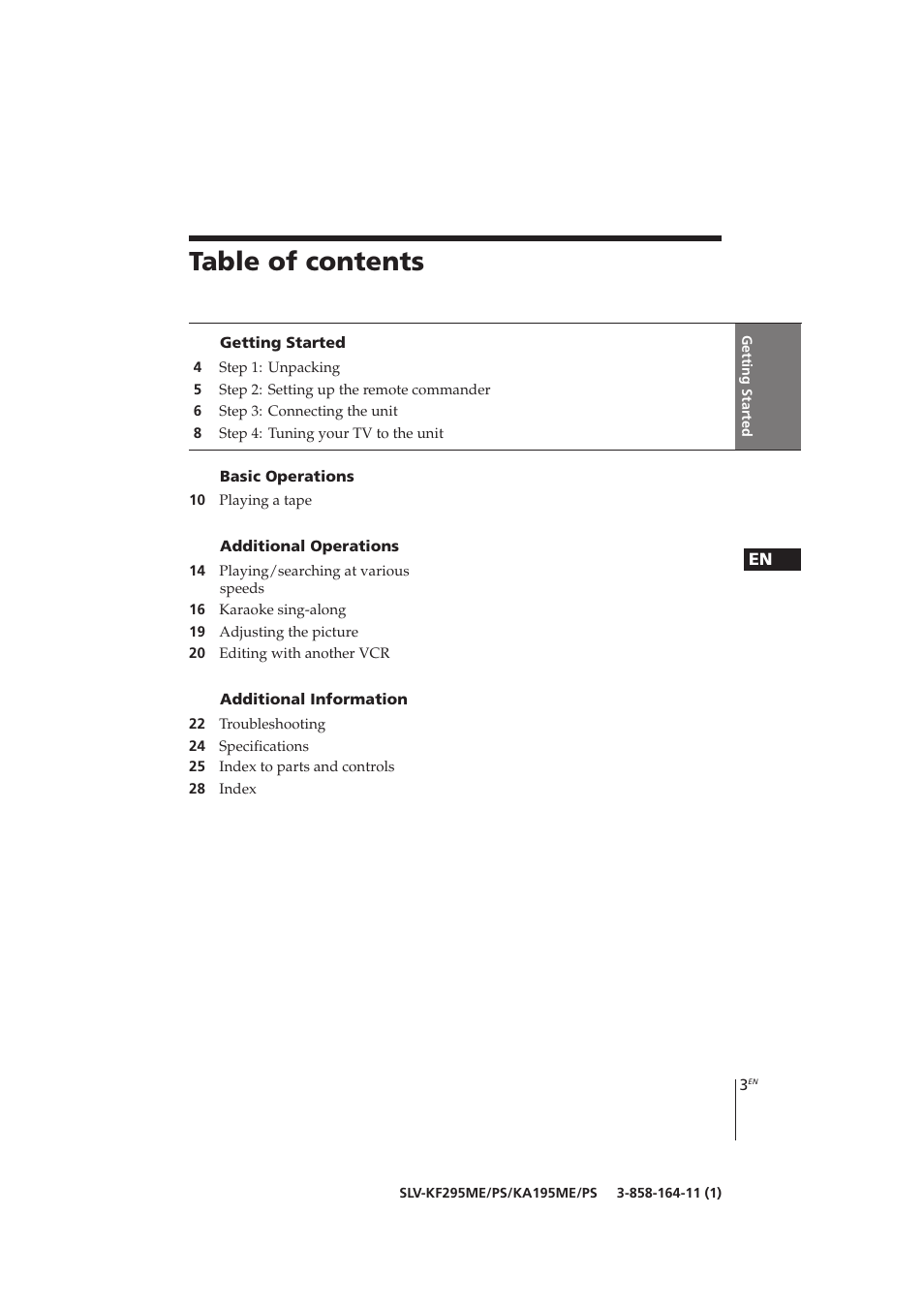 Sony SLV-KF295ME User Manual | Page 3 / 28