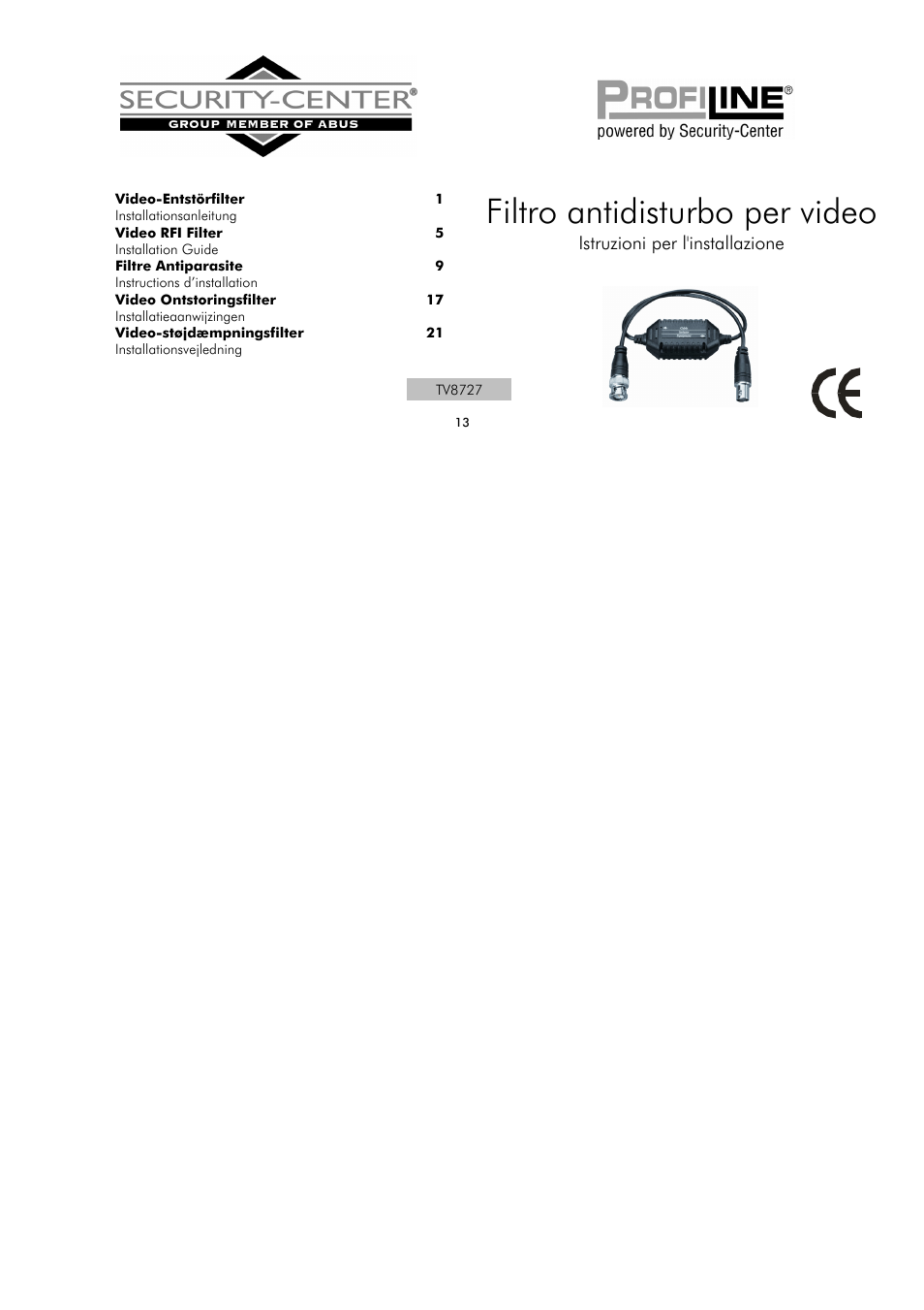 Filtro antidisturbo per video | ABUS TV8727 User Manual | Page 13 / 24