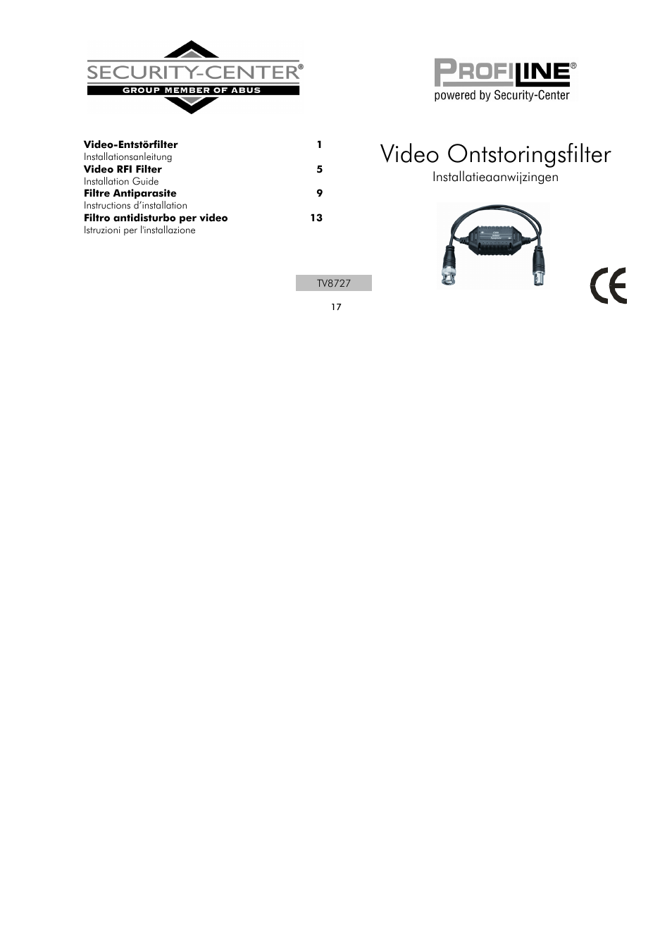 Video ontstoringsfilter | ABUS TV8727 User Manual | Page 17 / 24
