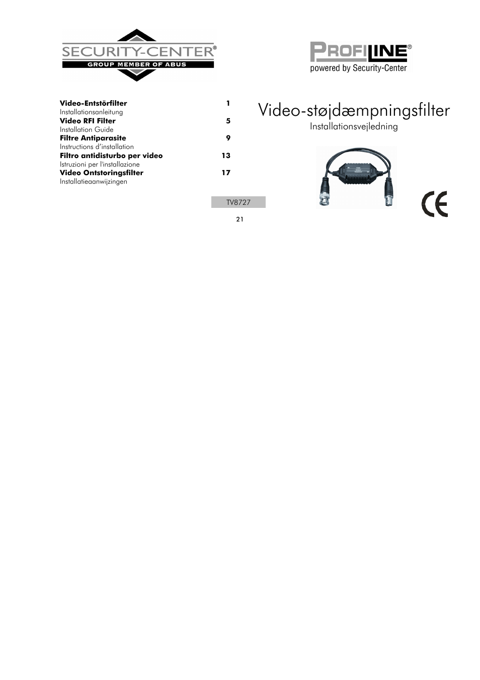 Video-støjdæmpningsfilter | ABUS TV8727 User Manual | Page 21 / 24