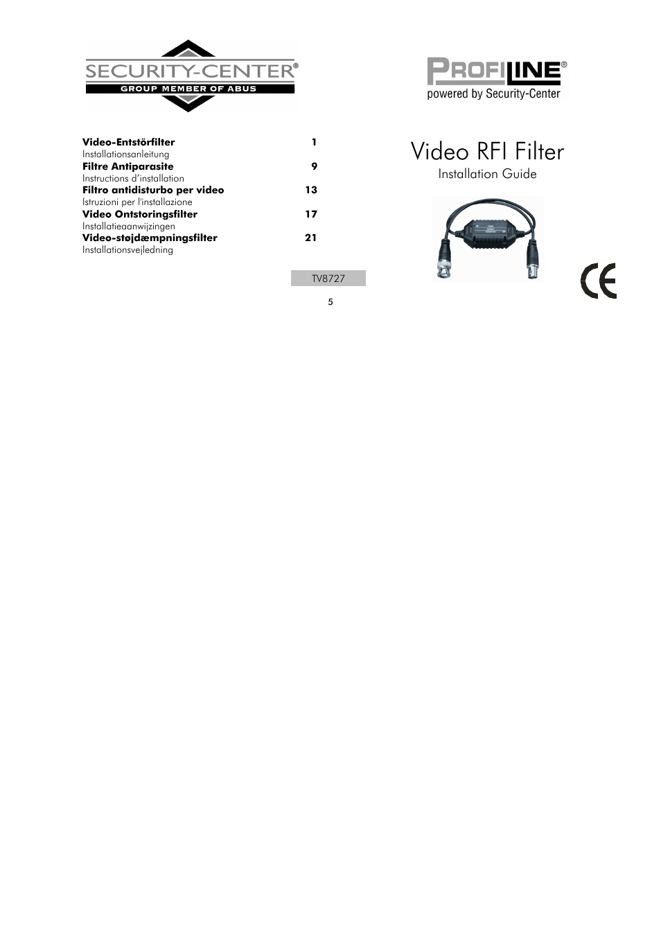 Video rfi filter | ABUS TV8727 User Manual | Page 5 / 24