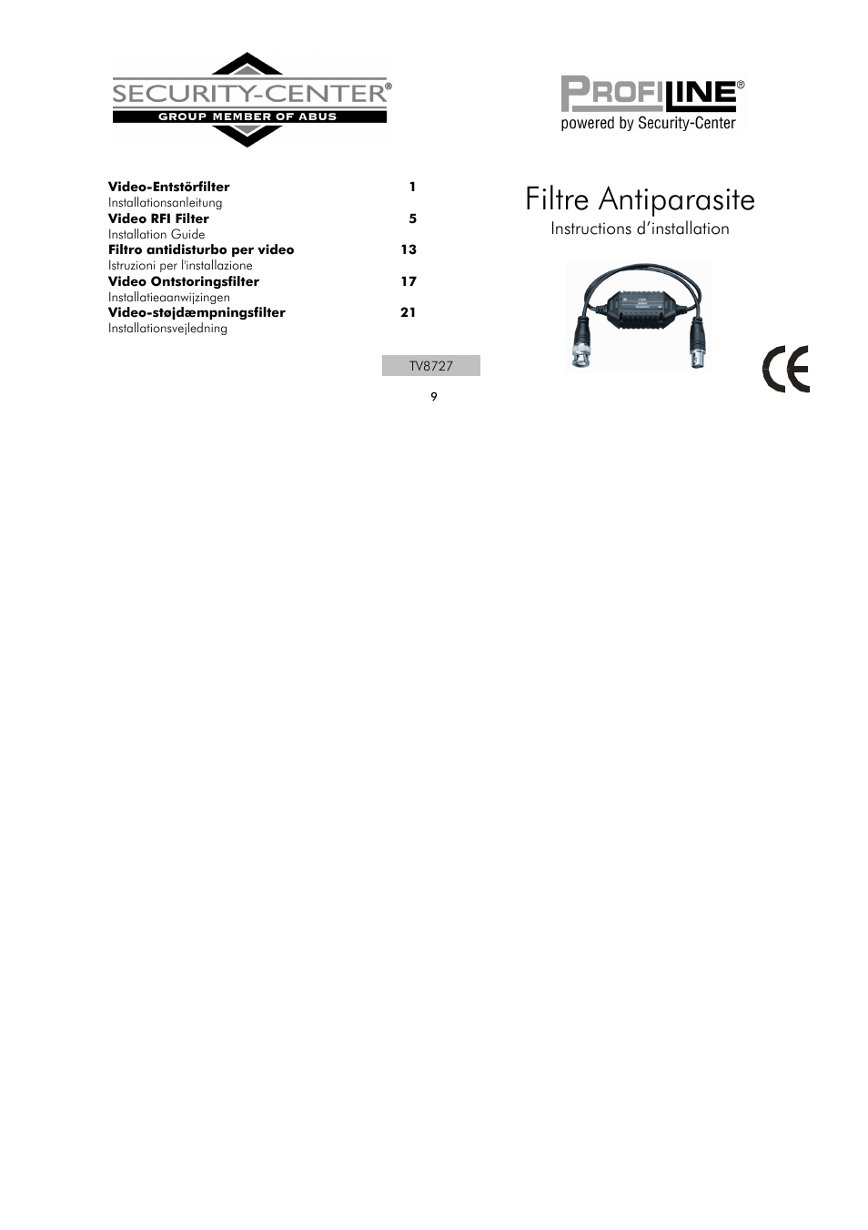 Filtre antiparasite | ABUS TV8727 User Manual | Page 9 / 24