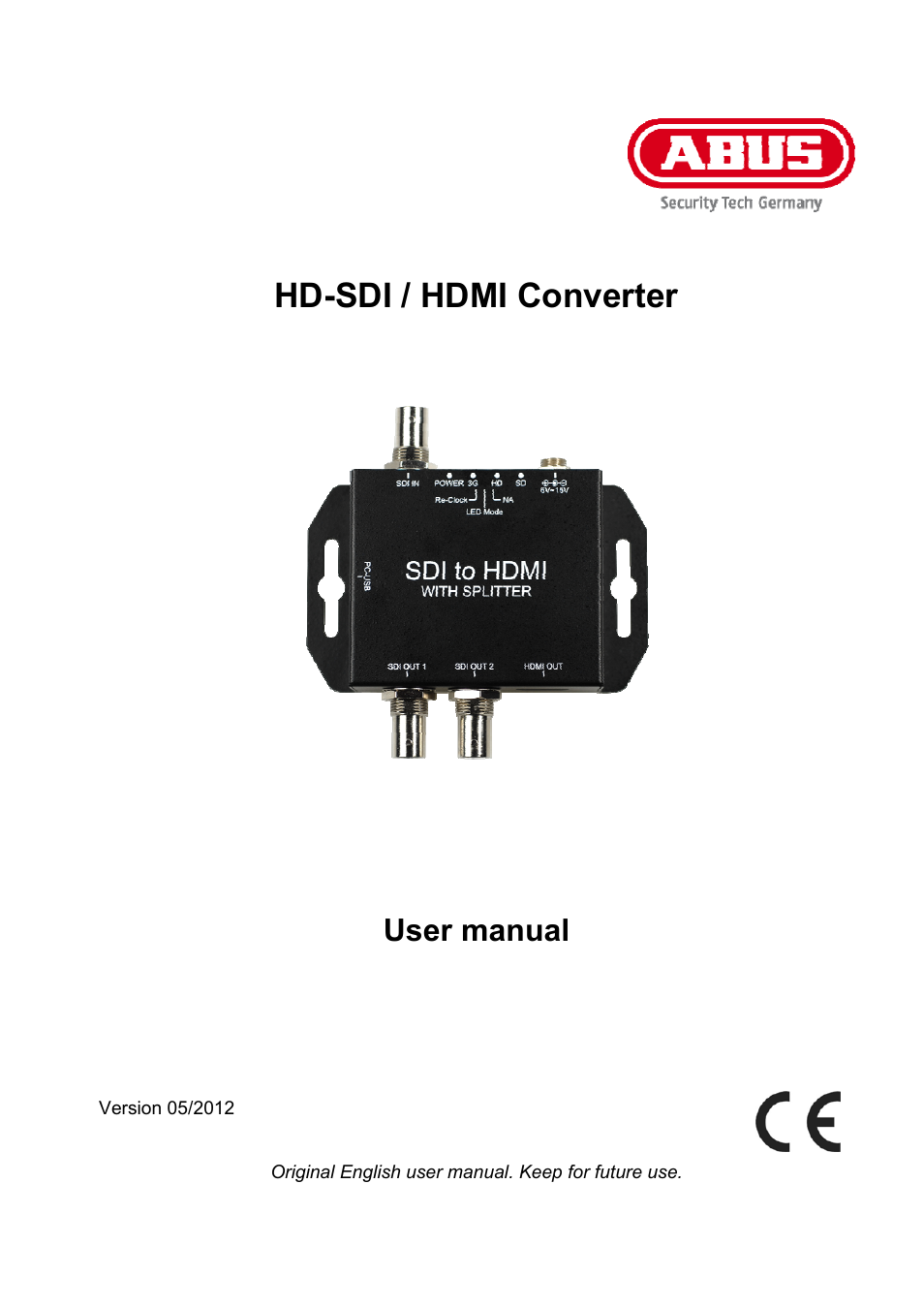 Hd-sdi / hdmi converter, User manual | ABUS TVAC22000 User Manual | Page 12 / 58