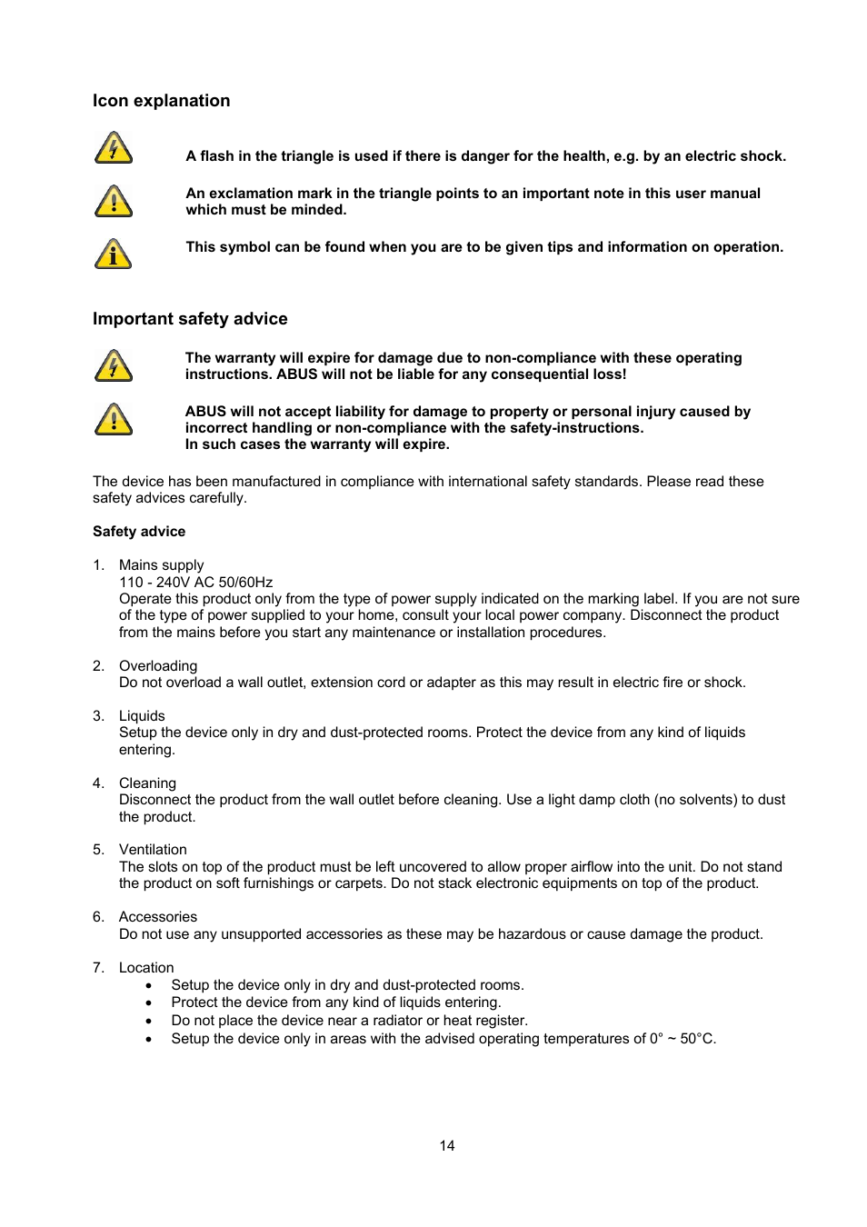 ABUS TVAC22000 User Manual | Page 14 / 58