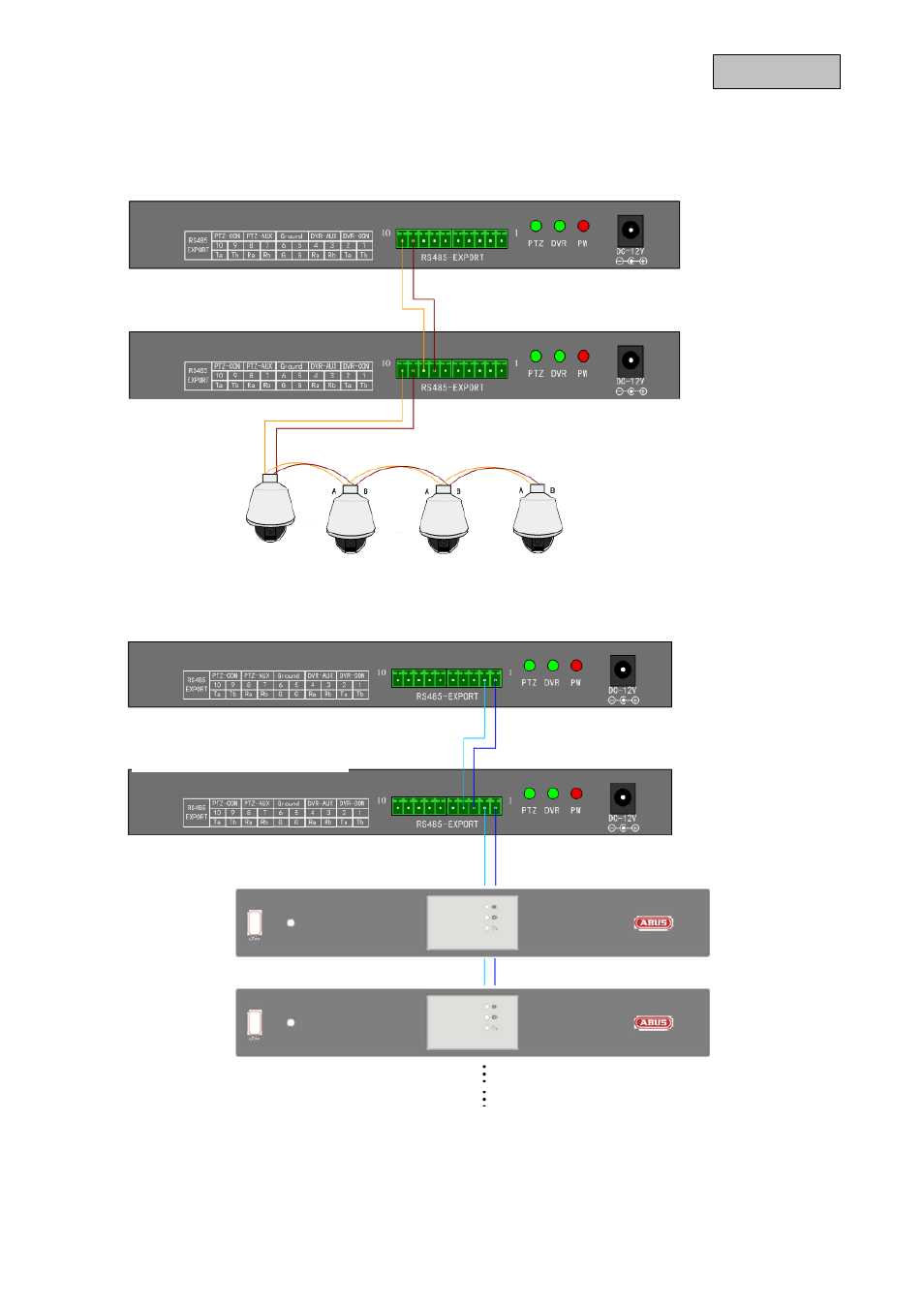 Typisch schakelschema, 1 besturing speed dome, 2 besturing dvr | Nederlands 6. typisch schakelschema | ABUS TVAC26000 User Manual | Page 45 / 58