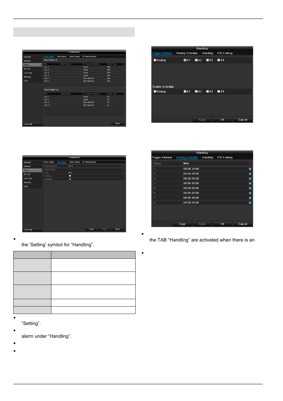 Settings, Alarm alarm status, Alarm input | Handling | ABUS TVVR60021 User Manual | Page 101 / 394