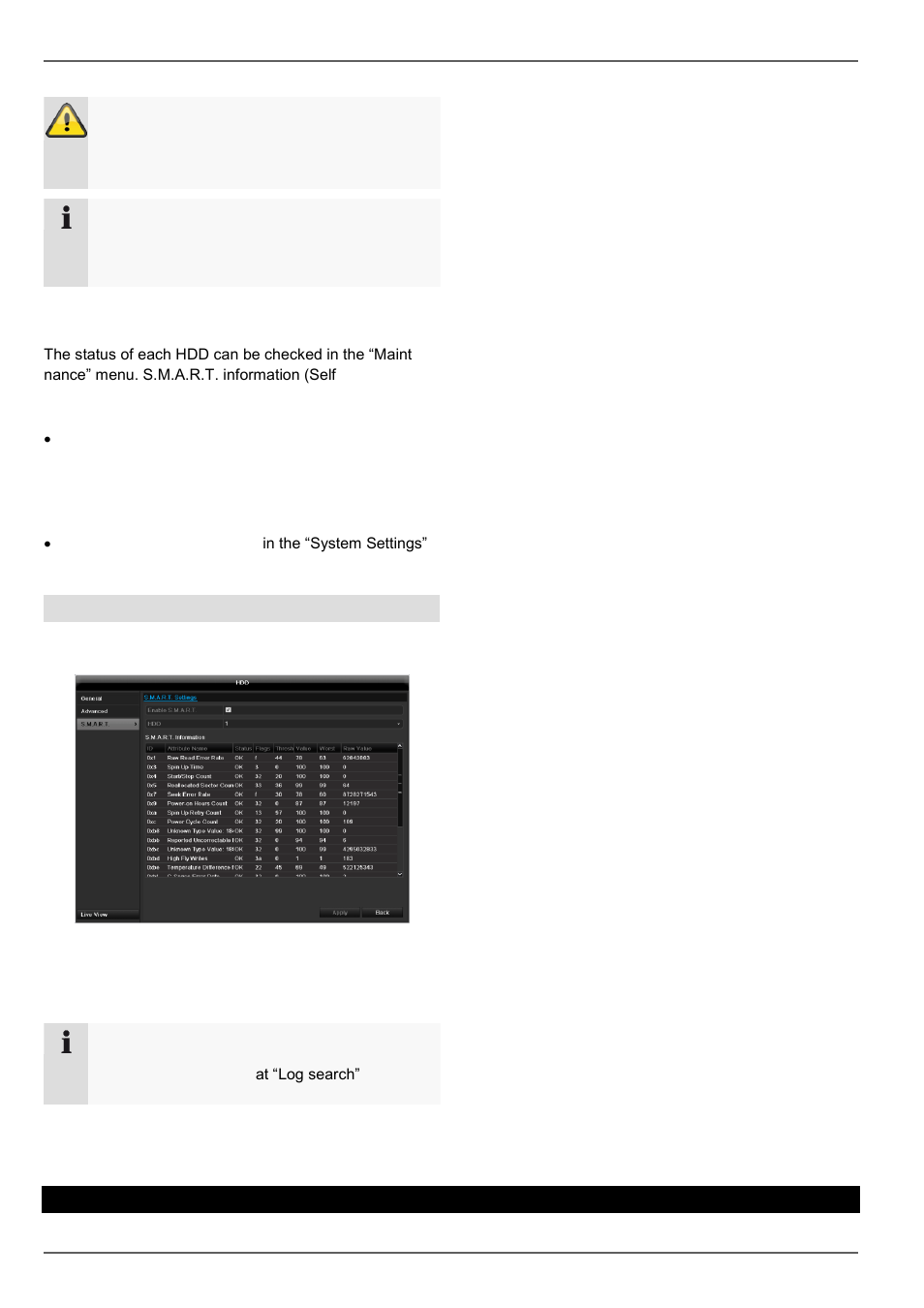 Playback, Checking the hdd status, Setting up the hdd alarm | ABUS TVVR60021 User Manual | Page 114 / 394