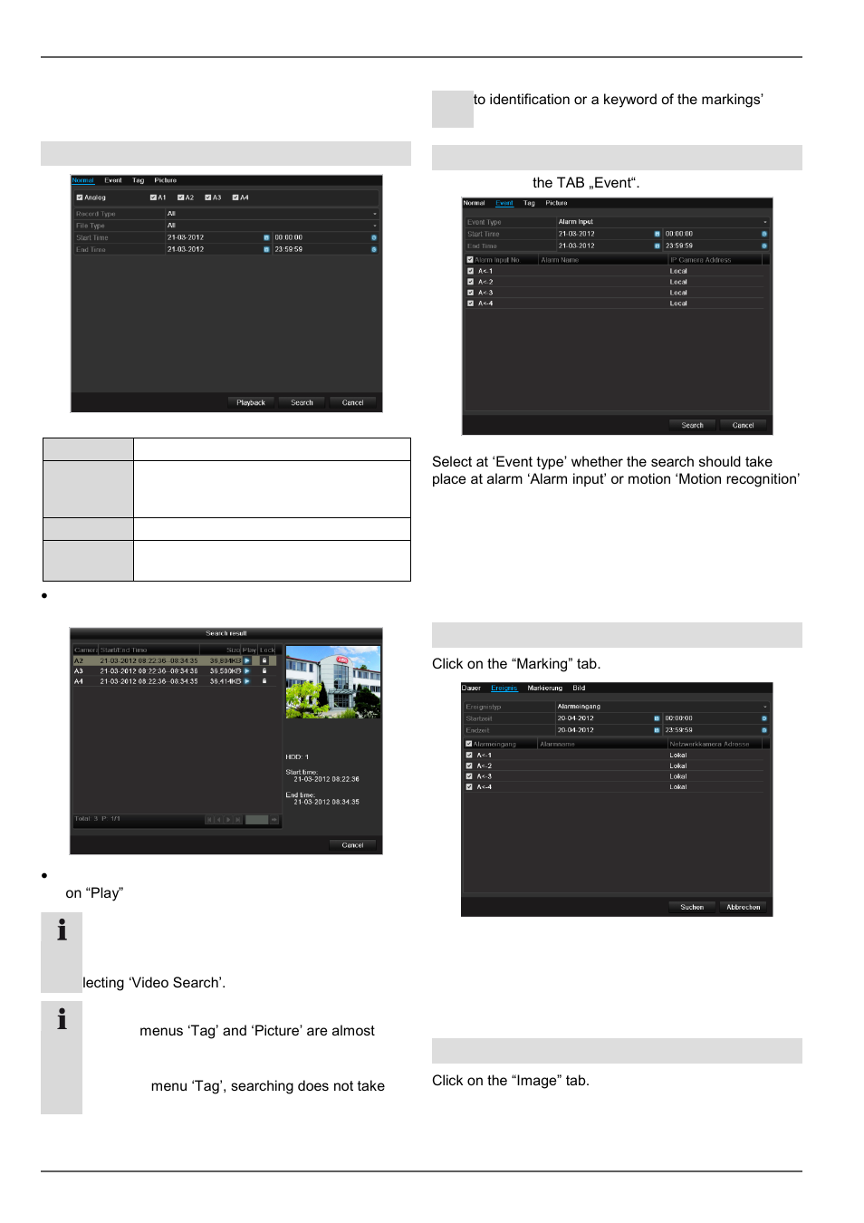 Settings, Continous recording, Event | Marking, Image | ABUS TVVR60021 User Manual | Page 115 / 394