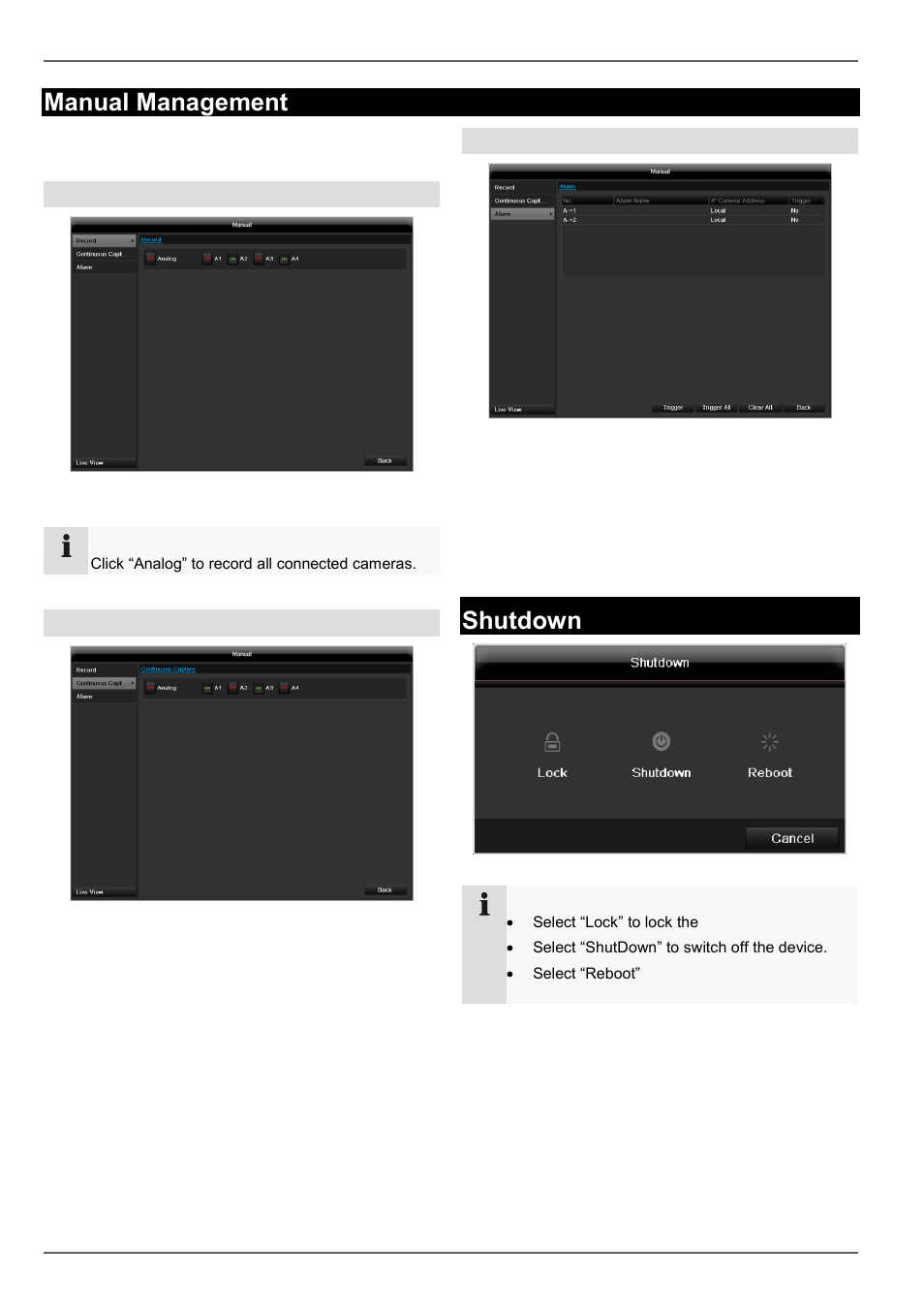 Manual management, Shutdown | ABUS TVVR60021 User Manual | Page 123 / 394