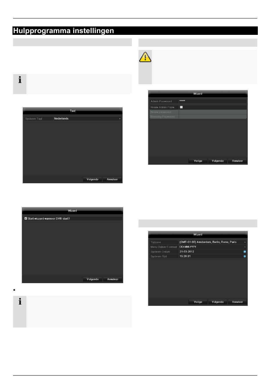 Hulpprogramma instellingen, Systeem configureren, Beheerder aanmaken | Datum / tijd | ABUS TVVR60021 User Manual | Page 148 / 394