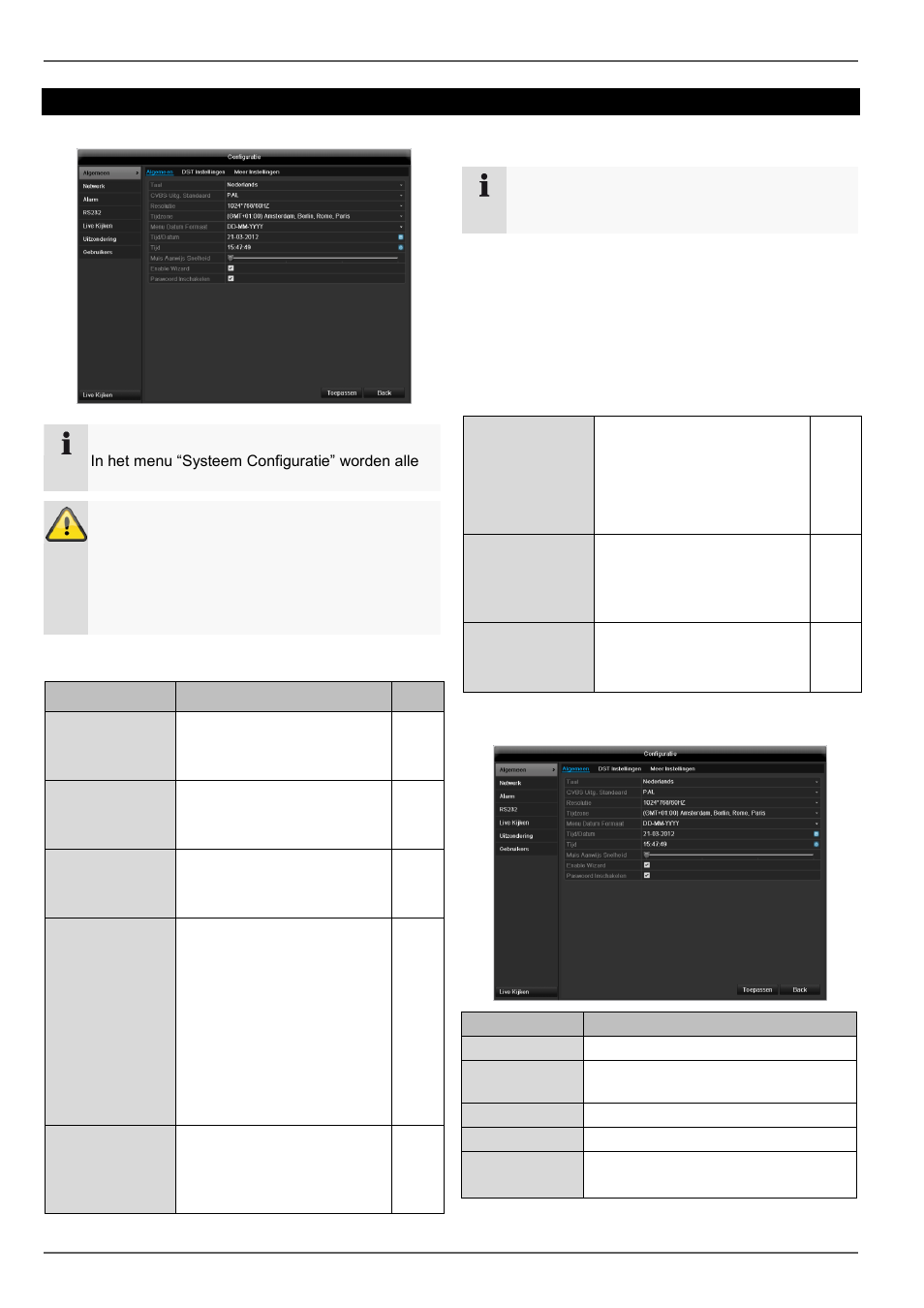 System configuratie, Algemeen, Hoofd menu | Overzicht | ABUS TVVR60021 User Manual | Page 158 / 394