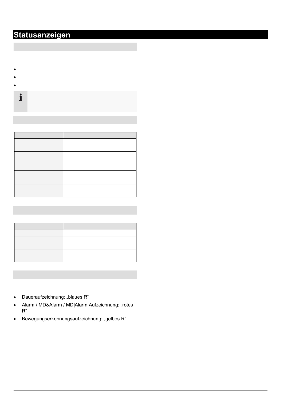 Statusanzeigen, Allgemeines, Rekorder status led | Kamera-auswahltasten status led, Anzeigen am monitor | ABUS TVVR60021 User Manual | Page 17 / 394