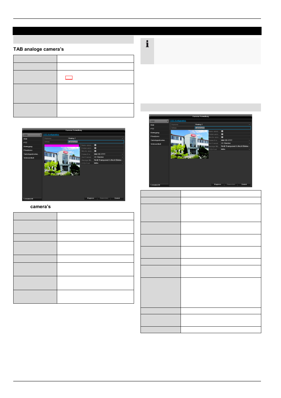 Camera, Hoofd menu, Kamera | ABUS TVVR60021 User Manual | Page 170 / 394
