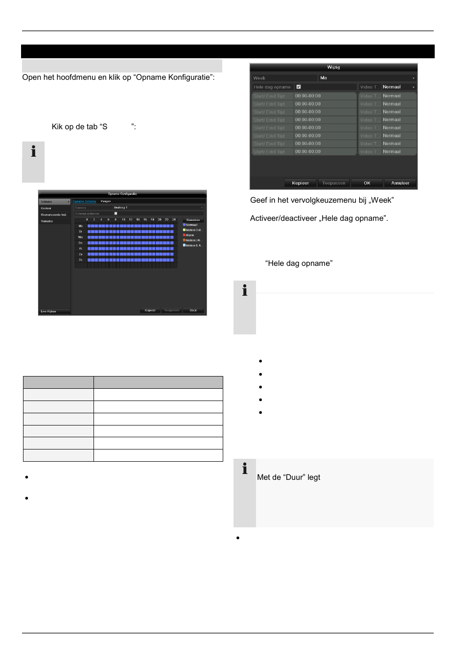 Opname konfiguratie, Tijdschema, Instellen | ABUS TVVR60021 User Manual | Page 175 / 394