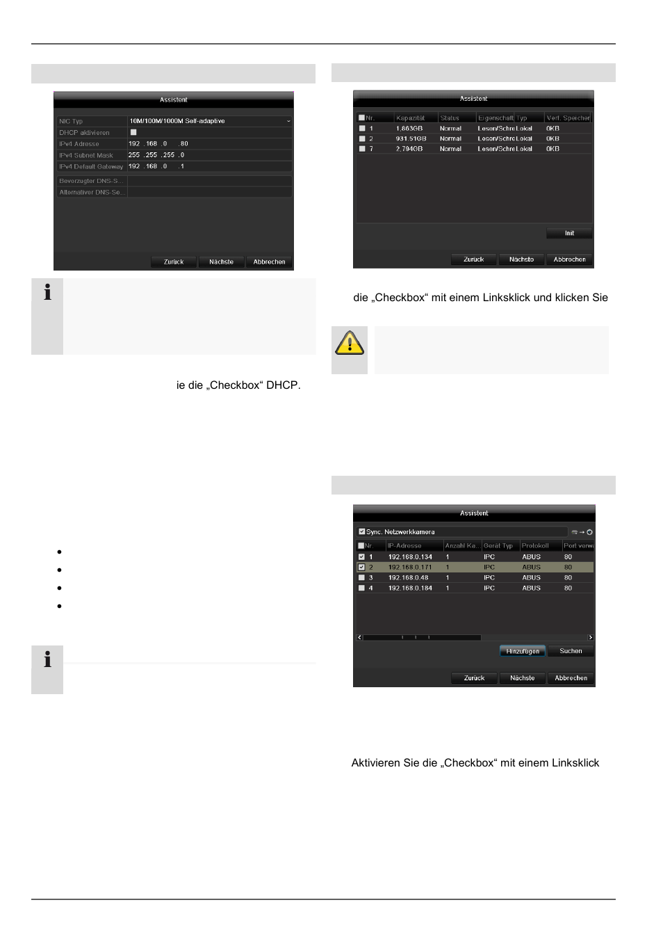 Einrichtungsassistent, Netzwerkeinstellungen, Festplattenverwaltung | Einrichtung von netzwerkkameras | ABUS TVVR60021 User Manual | Page 19 / 394