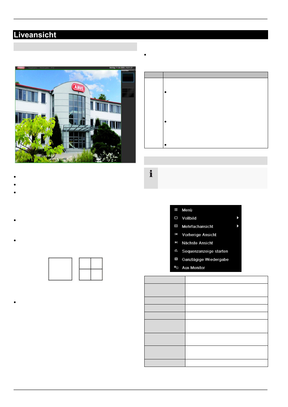 Statussymbole, Liveansicht, Überblick | Popup-menü bei mausbedienung | ABUS TVVR60021 User Manual | Page 21 / 394