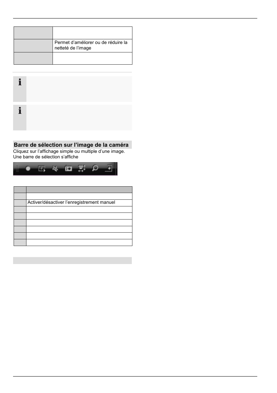 Mode live, Barre de sélection sur l’image de la caméra | ABUS TVVR60021 User Manual | Page 219 / 394