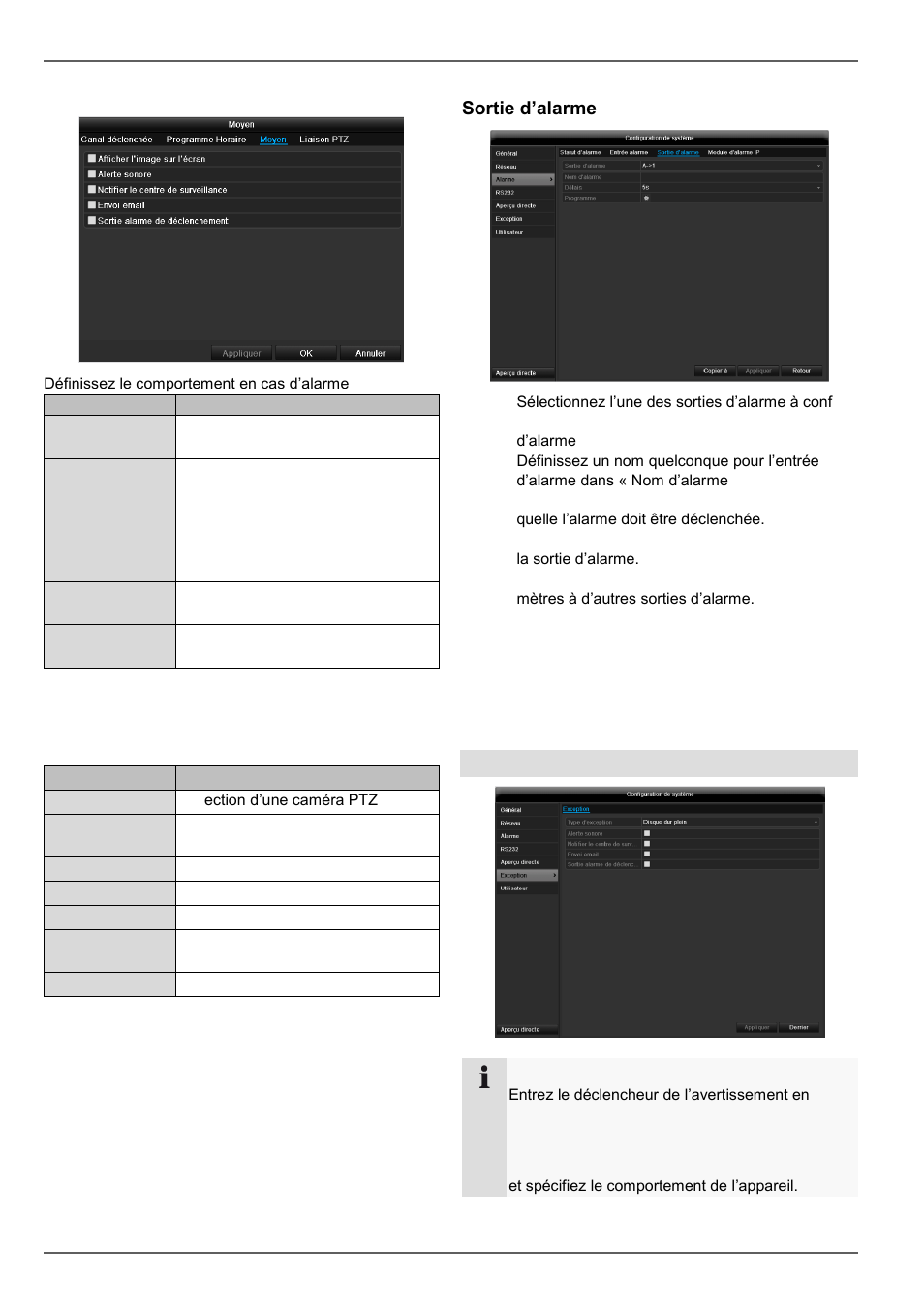 Configuration de système, Sortie d’alarme, Avertissement | ABUS TVVR60021 User Manual | Page 233 / 394