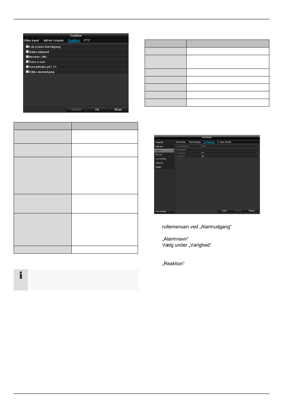 Konfigurering, Alarmudgang | ABUS TVVR60021 User Manual | Page 298 / 394