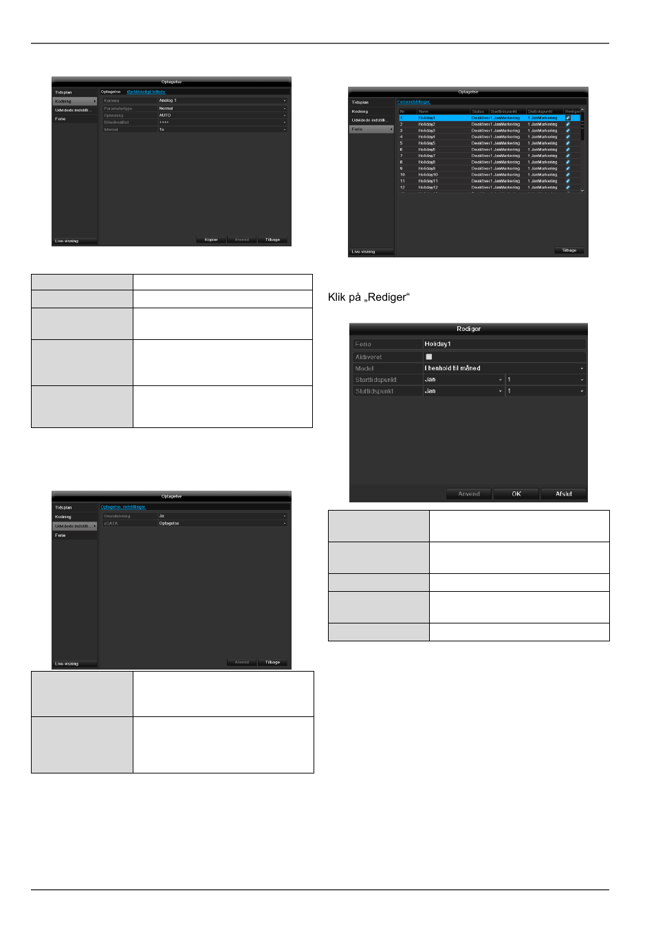 Udvidede indstillinger, Ferie | ABUS TVVR60021 User Manual | Page 308 / 394