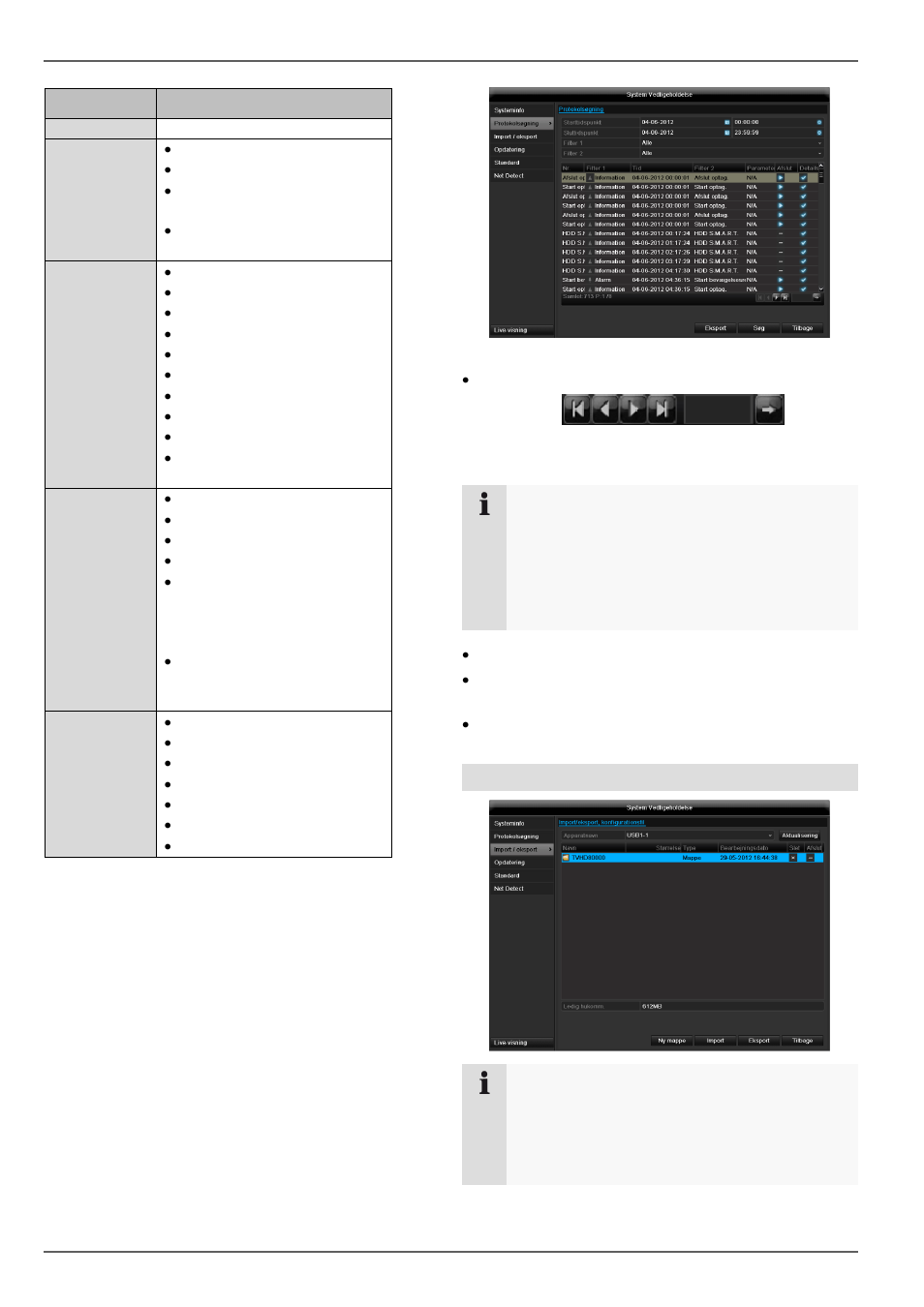 Vedligeholdelse, Import / eksport | ABUS TVVR60021 User Manual | Page 315 / 394