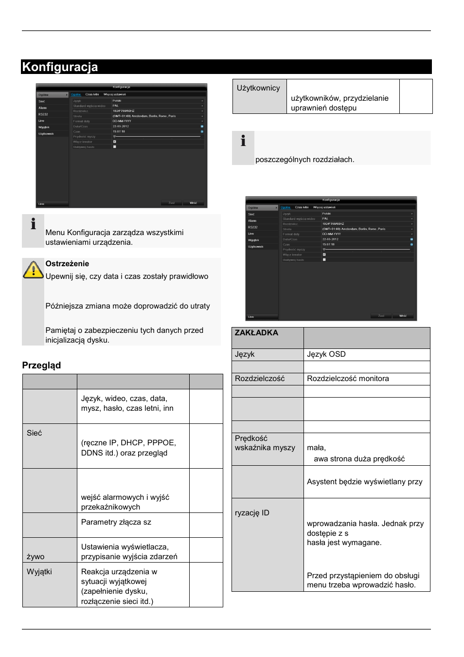 Ustawienia ogólne, Konfiguracja, Przegląd | ABUS TVVR60021 User Manual | Page 356 / 394